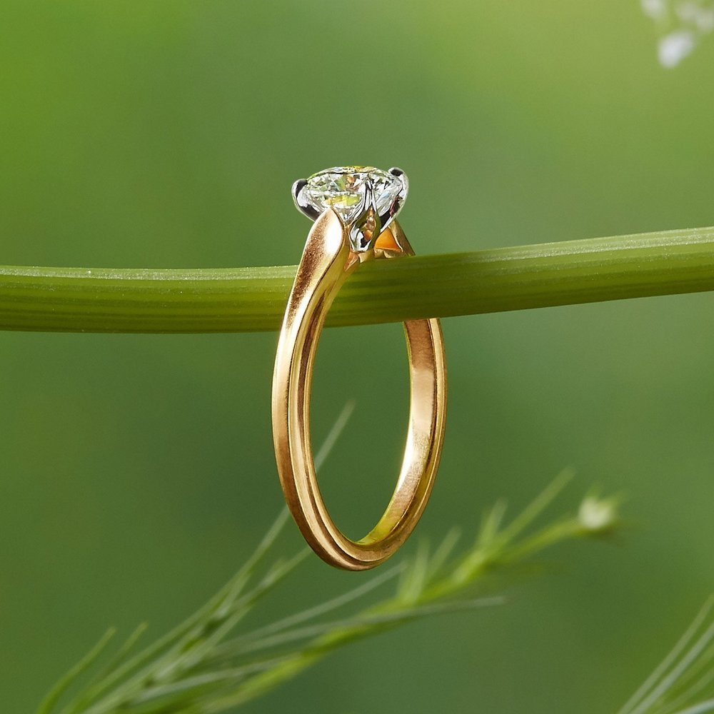 Wildflower collection. Delicate, elegant, artistic, original, beautiful, balanced, handcrafted, unique, diamond engagement rings from master fine jeweler Tim of TW McClelland TWM. Gold and platinum.