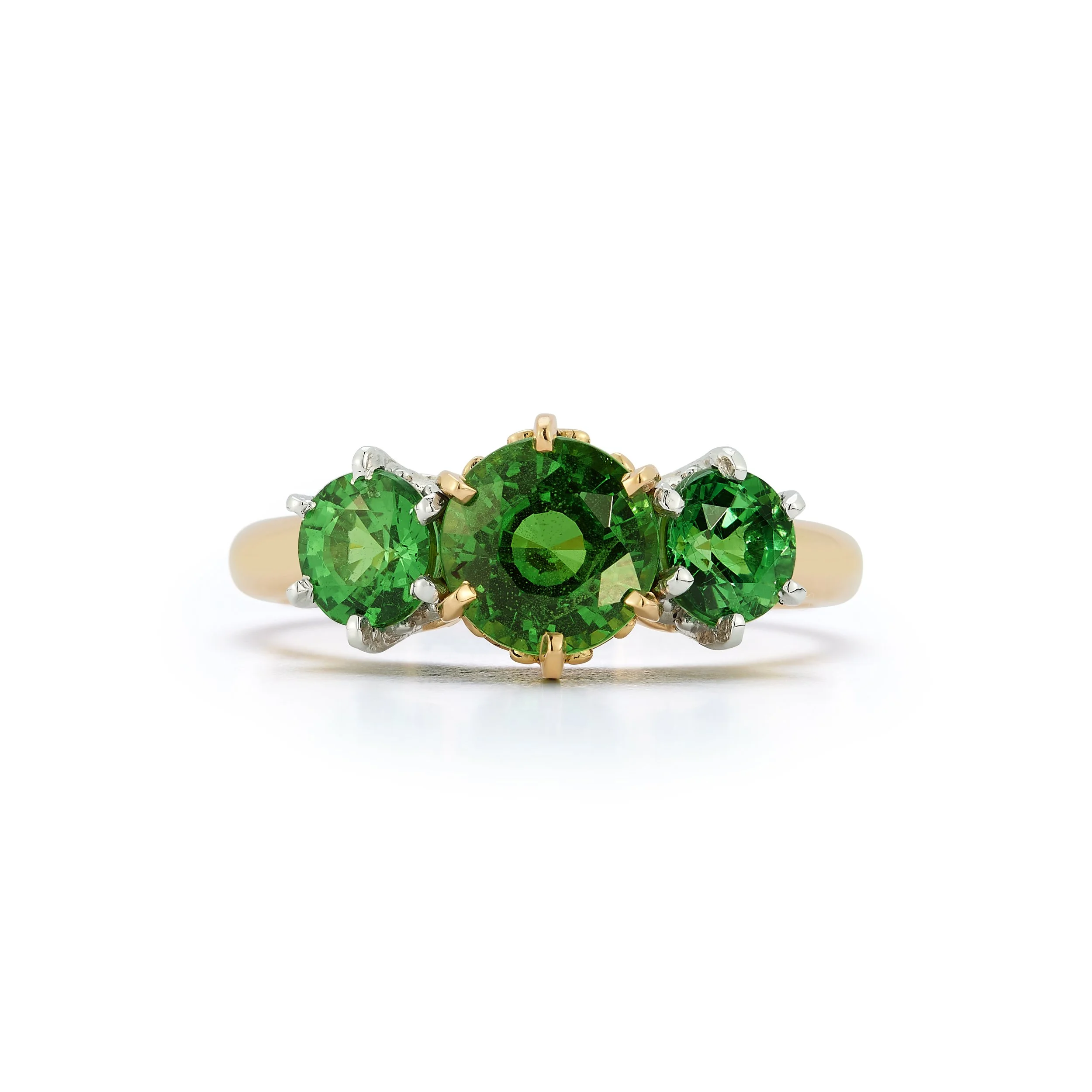 Tsavorite Three Stone Ring