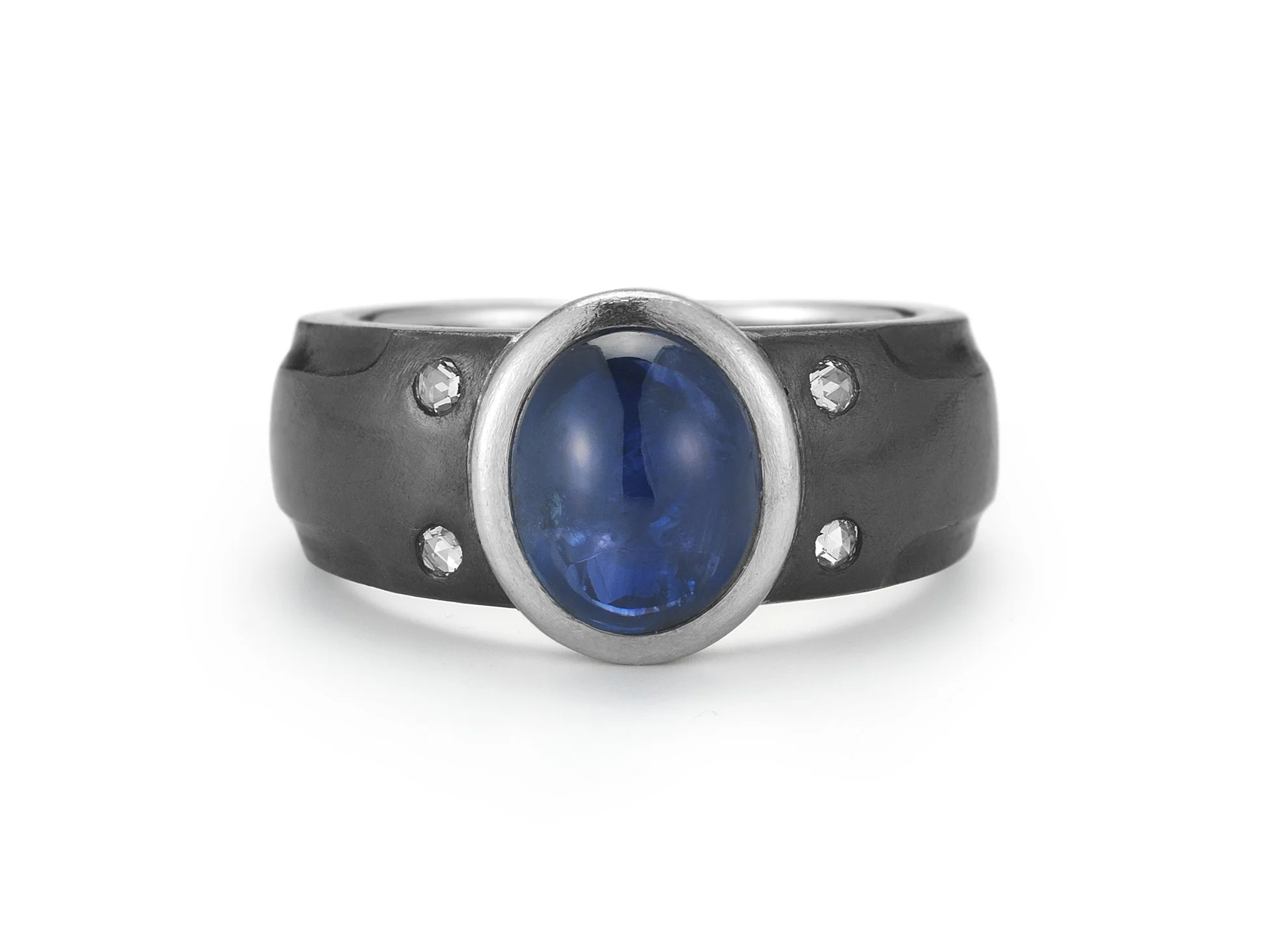 31354_A Cabochon Blue Sapphire Diamond Iron Plat Ring.jpg