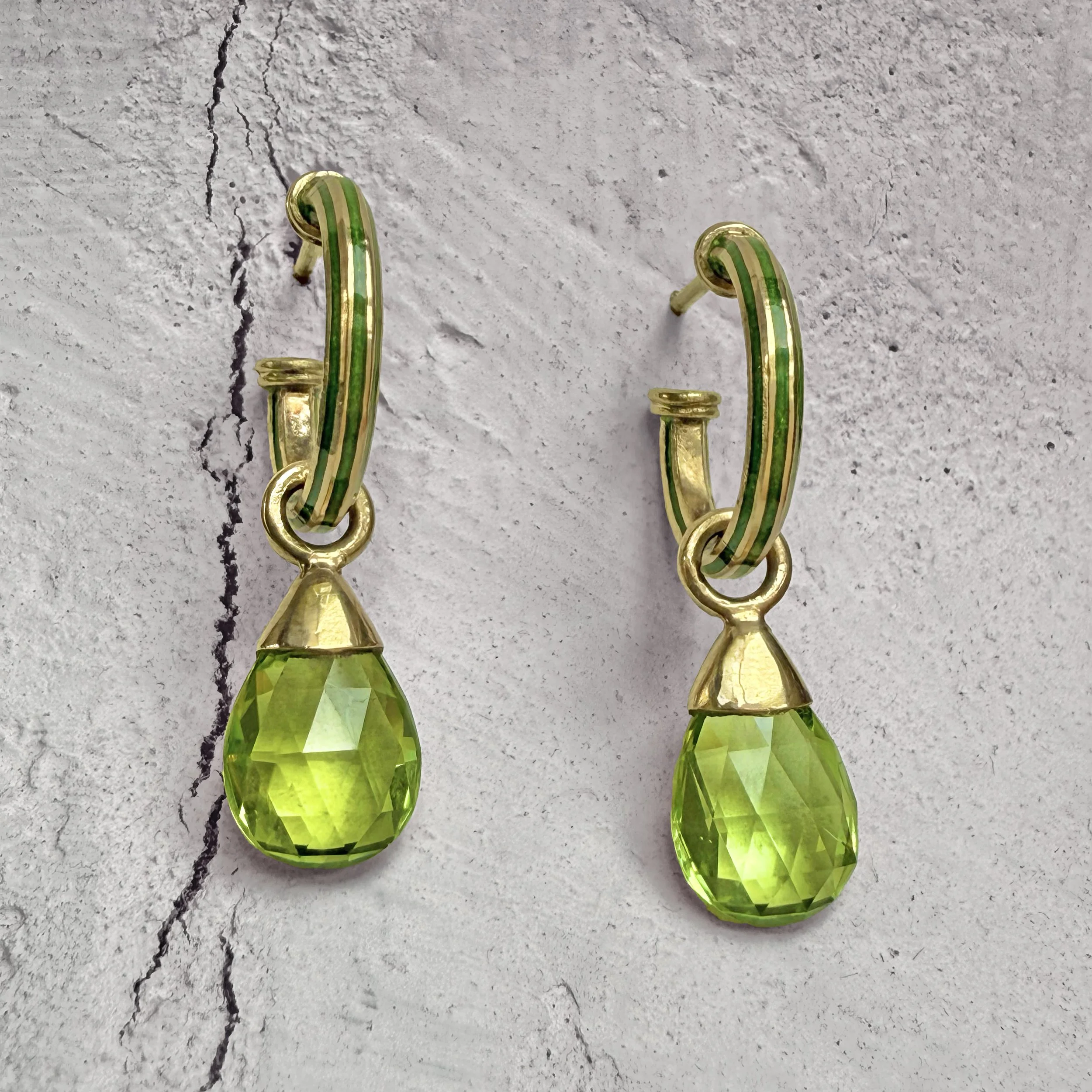 Peridot Enamel Gold Column Hoops.jpg