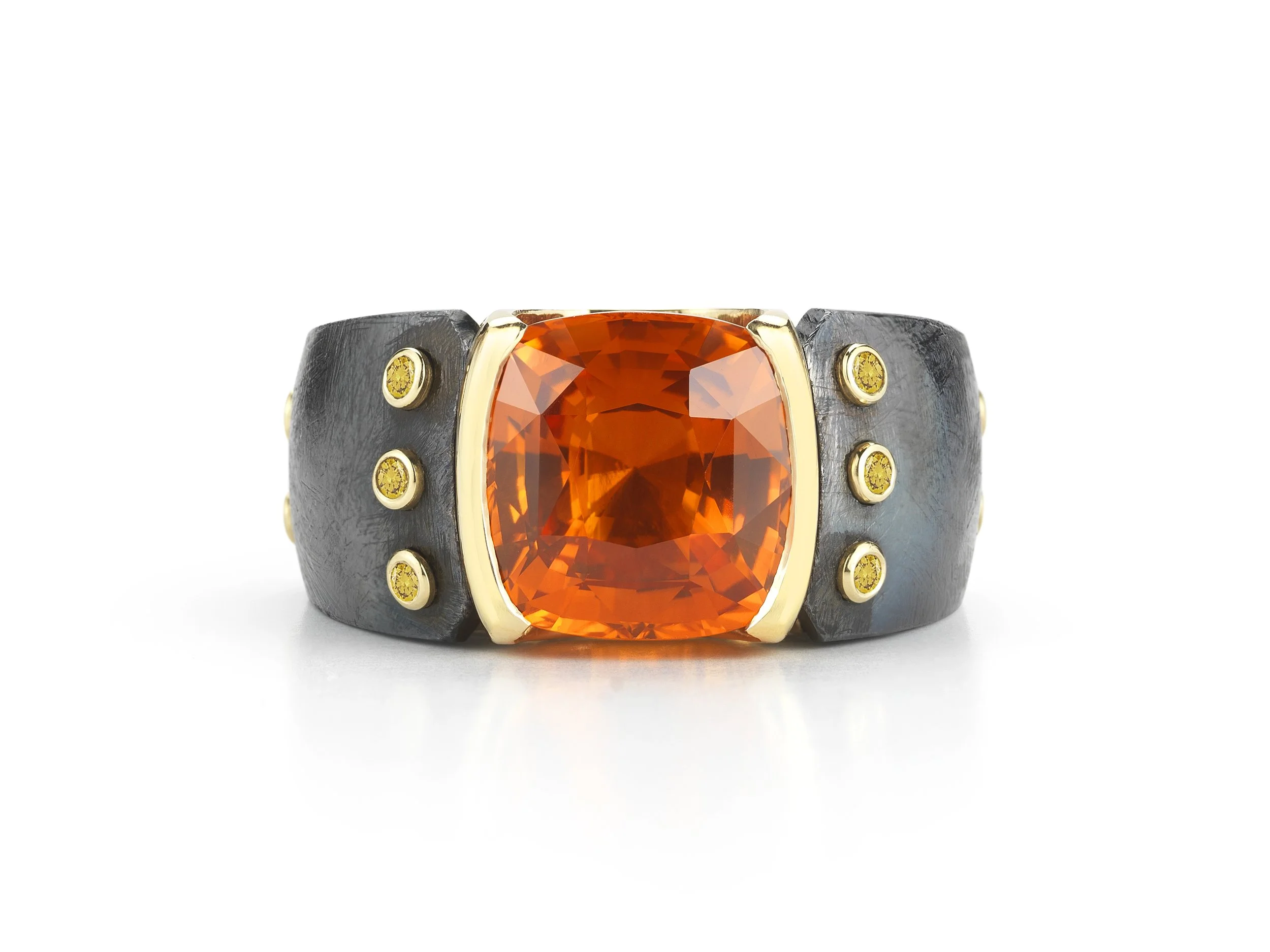 9492_A Orange Sapphire Iron Gold Gents Ring.jpg