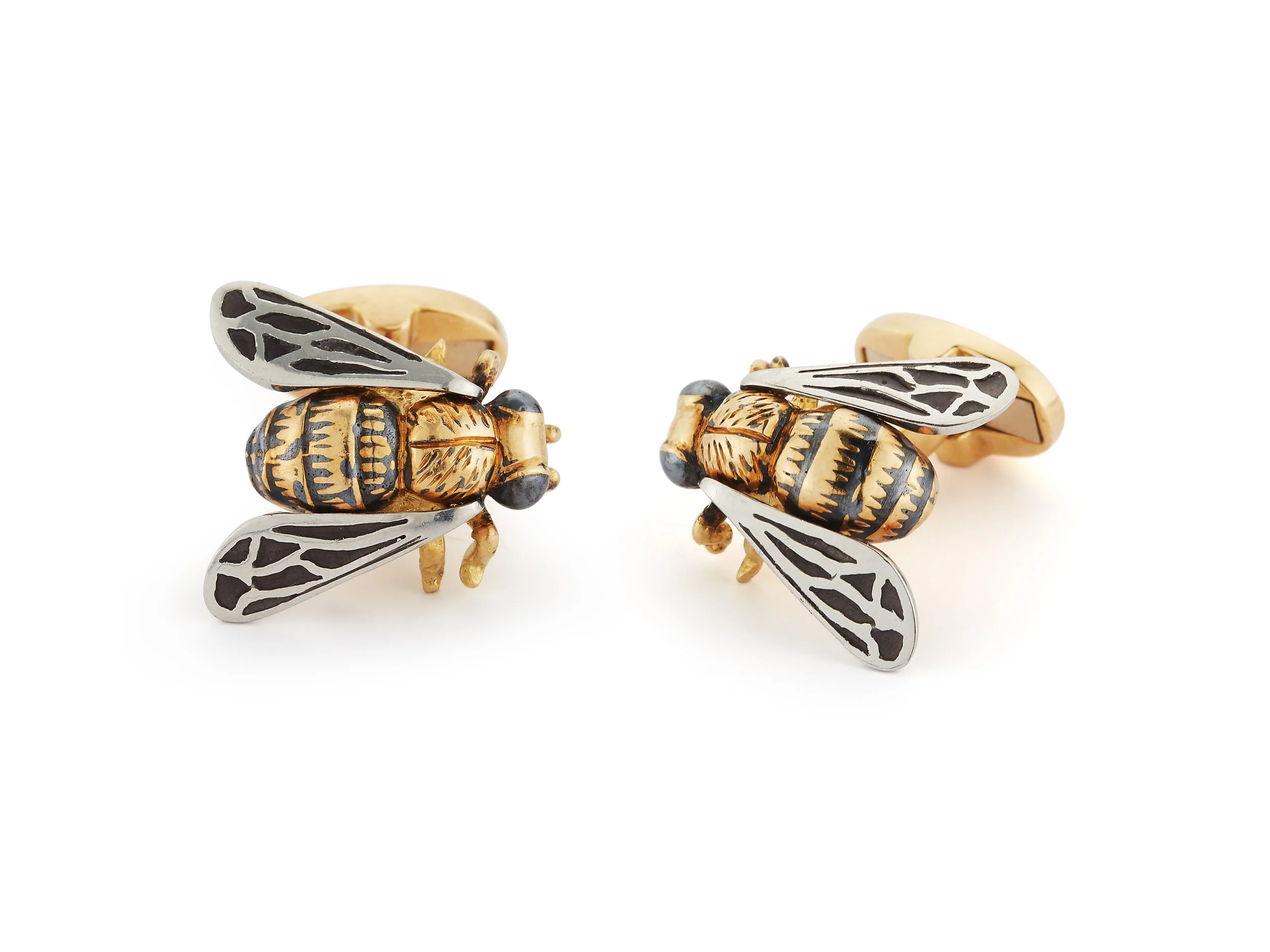 12990 Honeybee Cufflinks, Gents, Niello, 18K, Plat.jpg