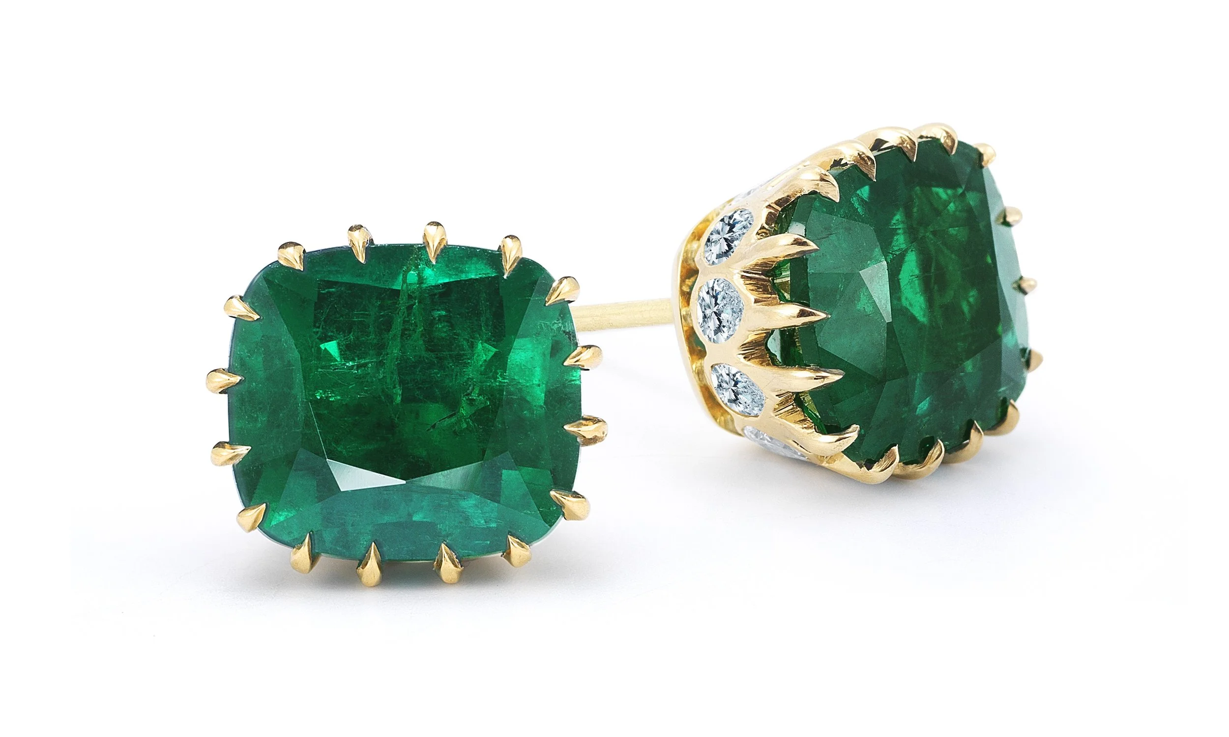 8835_A Emerald Diamond Flame Earrings, YG.jpg