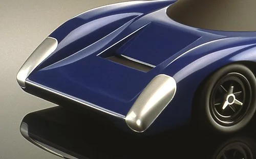 front end view of original Co-Hog Lola T70 sculpture