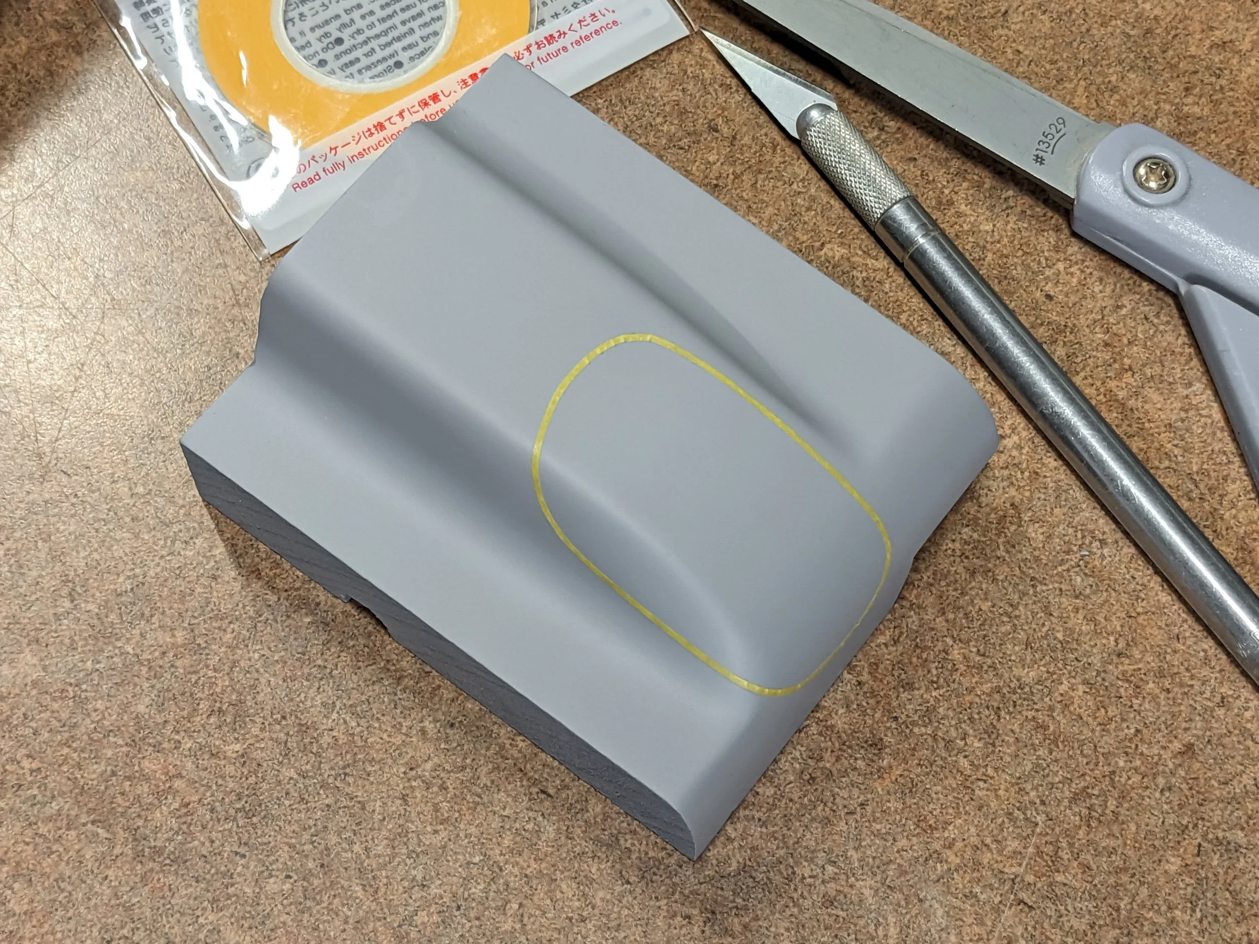 testCo-Hog Lola T70 test block with taped preliminary headlight outline