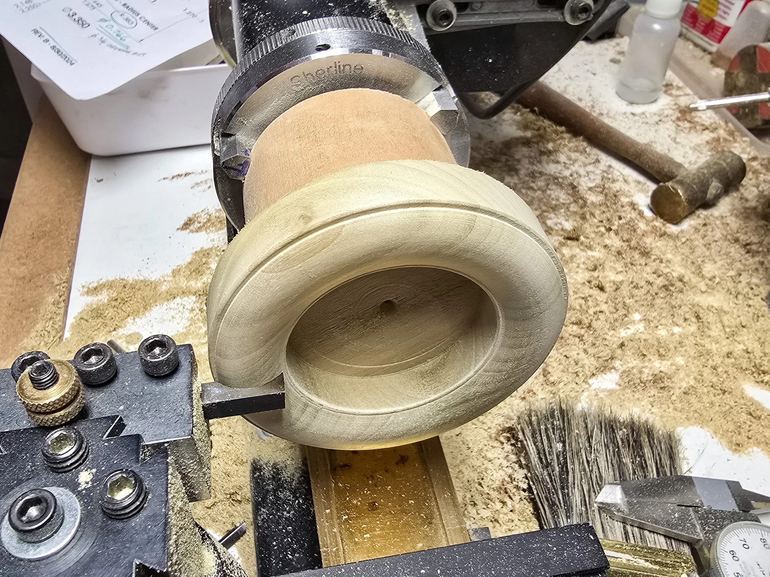 Lola T70 - lathe cutting form tool in position