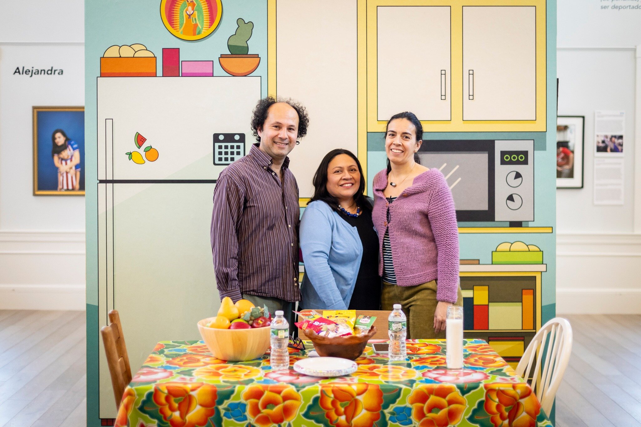 #curatorspotlight Meet Ivan Abarca-Torres, Sonia Conde, and Marta Fuertes, organizers and curators of Museo Inmigrante: Stories of Resilience from Somerville's Padres Latinos. We are open today from 2-7pm, Friday, 2-5pm, and Saturday, 12-5pm. Don't m