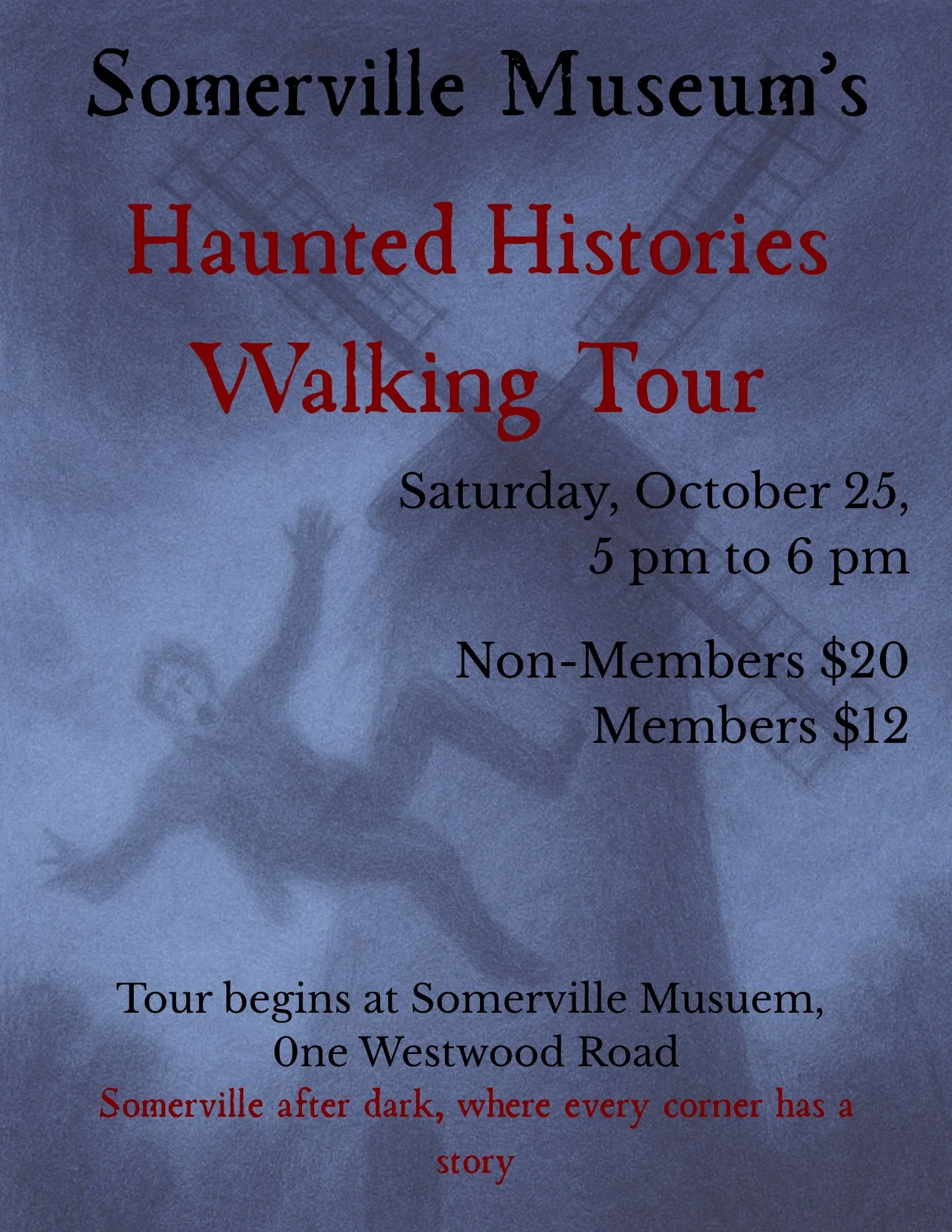 It's spooky, but Halloween is upon us!  Meet at the Somerville Museum this Saturday for a Haunted History Walking Tour of the City!! Melissa, a lifelong resident of Somerville, knows Somerville History and lore. Most importantly, she knows where the