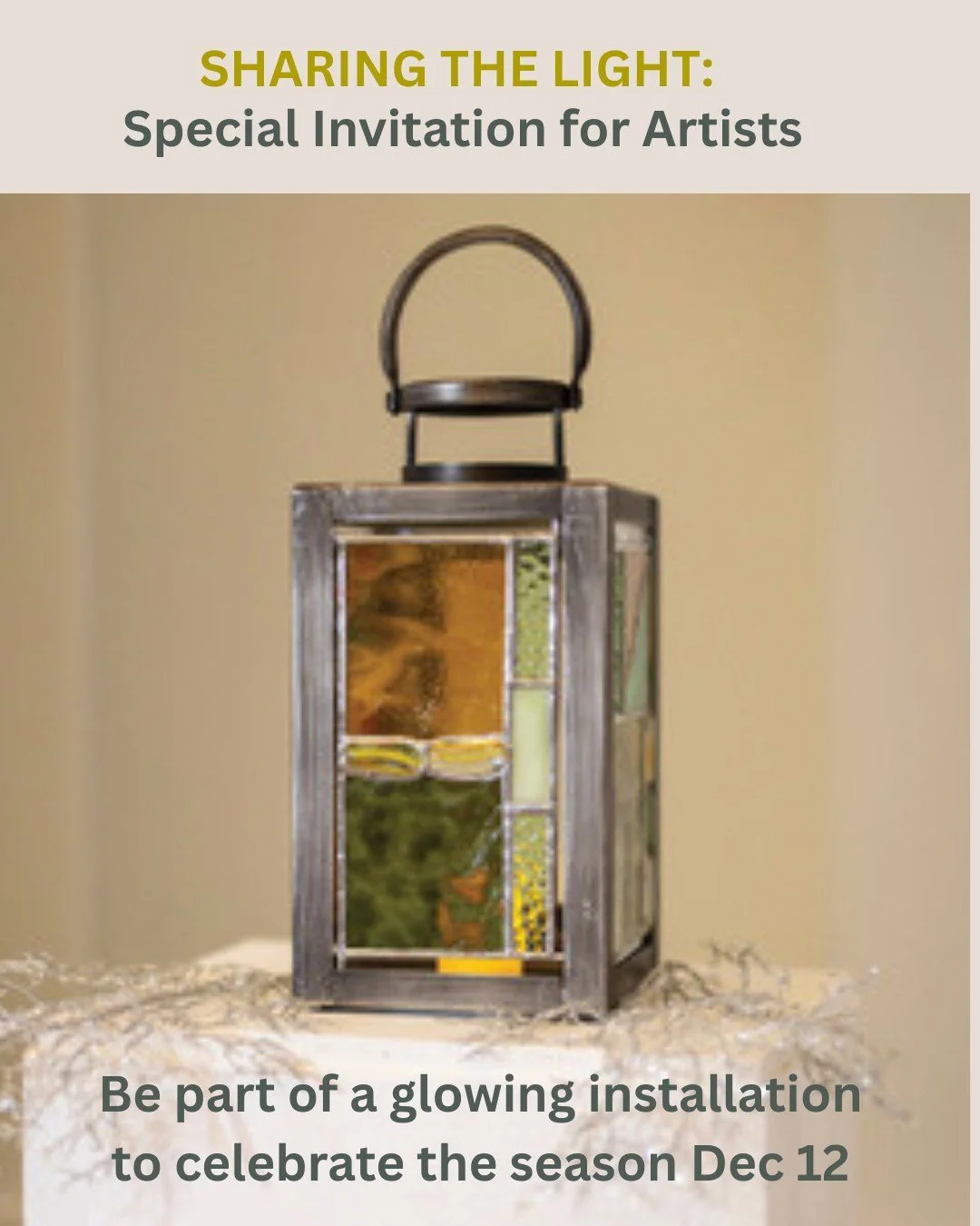 We invite artists, friend and neighbors to share their light by bringing whimsical  lanterns or a piece or a glowing piece of art to create a communal installation the afternoon of Friday, December 12. Join the holiday party as our guest from 7-9pm! 