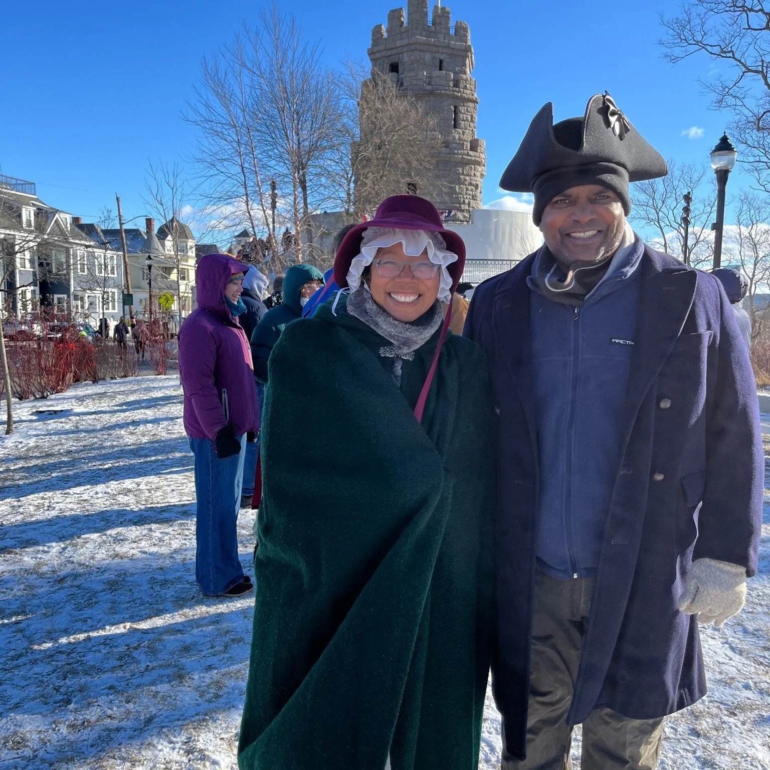 More First Flag moments, starting with Zine Mugabane and Sean Osborn playing poet Phillis Wheatley and Revolutionary soldier, Primus Hall. Thank you to all the performers and participants and thanks to the sun for shining in time for some of these ph
