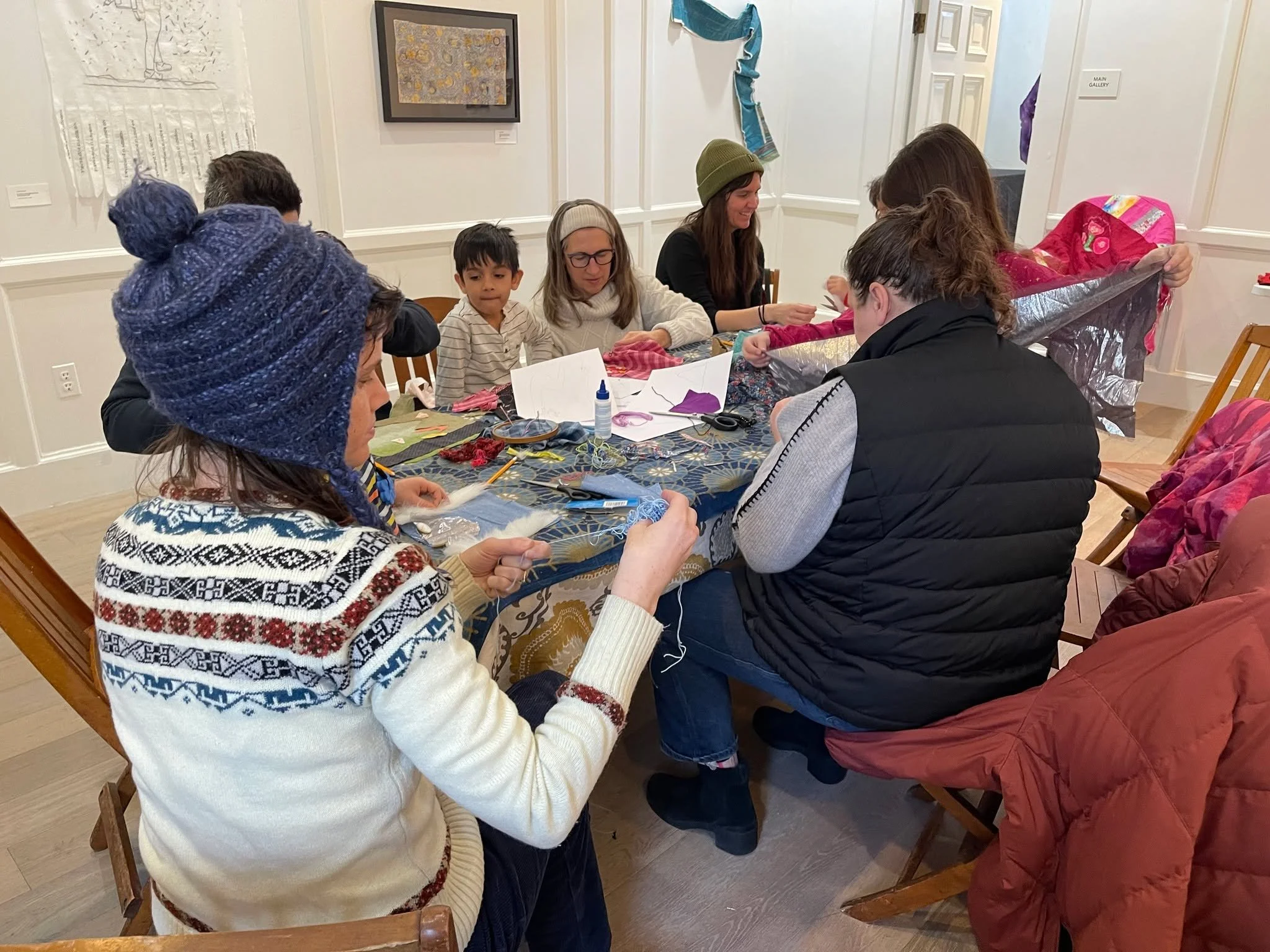 Beautiful time crafting story quilt
squares with kids yesterday. But quilting is not just for
kids! Join an adult &ldquo;Crafting Care&rdquo; quilting workshop
with art therapist Lauren Leone on February 21st at the
museum. Find more information and 