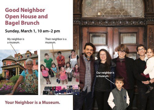Start your Sunday morning with neighbors, coffee, bagels, and a behind-the-scenes look at all the ways you can connect with the Somerville Museum community!*
Meet neighbors, volunteers, and museum supporters.
Learn about our exhibits and programs.
Ex