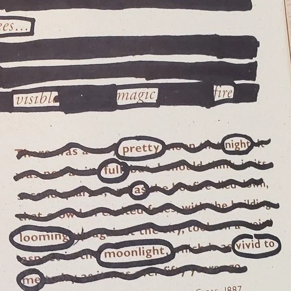 ECHOES IN INK: Found Poetry from the Collection was such a lovely, creative evening. Participants transformed individual copies of Lifting the Veil into unique found poems, each one reflecting a different voice, mood, and perspective.
We also learned