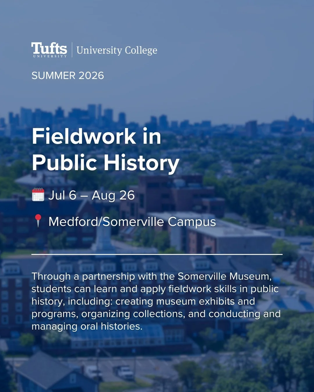 Make your summer meaningful! The Somerville Museum is thrilled to be partnering with Tufts University to offer a hands-on learning experience in public history and museum studies using the Somerville Museum as a field site. Gain real skills and train