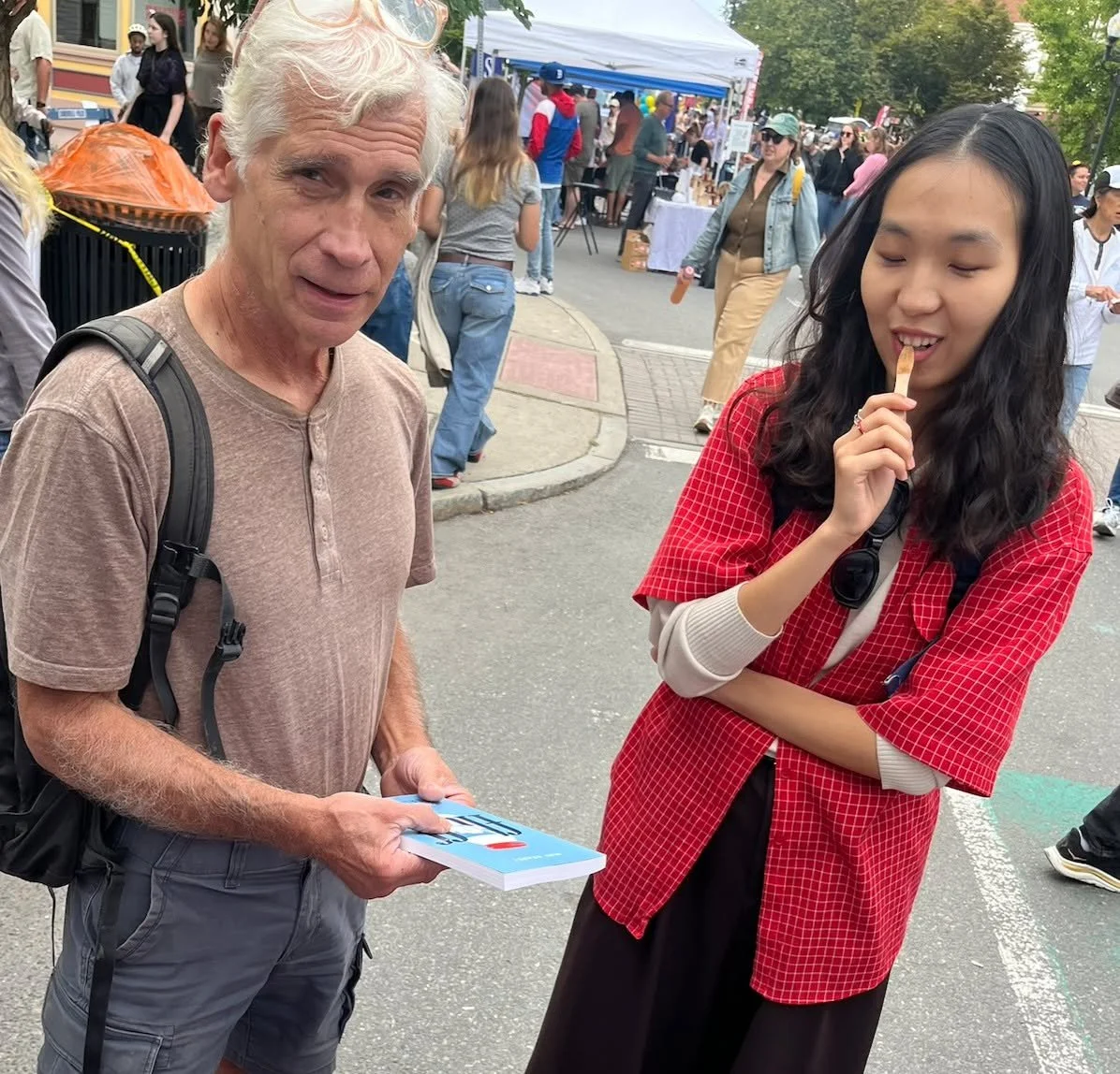 Guess who came to visit our booth at the Fluff Festival and bought the Fluff book!  None other than Everett Query, a great grandson of Archibald Query, creator of Fluff!! He lives out of state and this was his first time at the Fluff Festival!  He di
