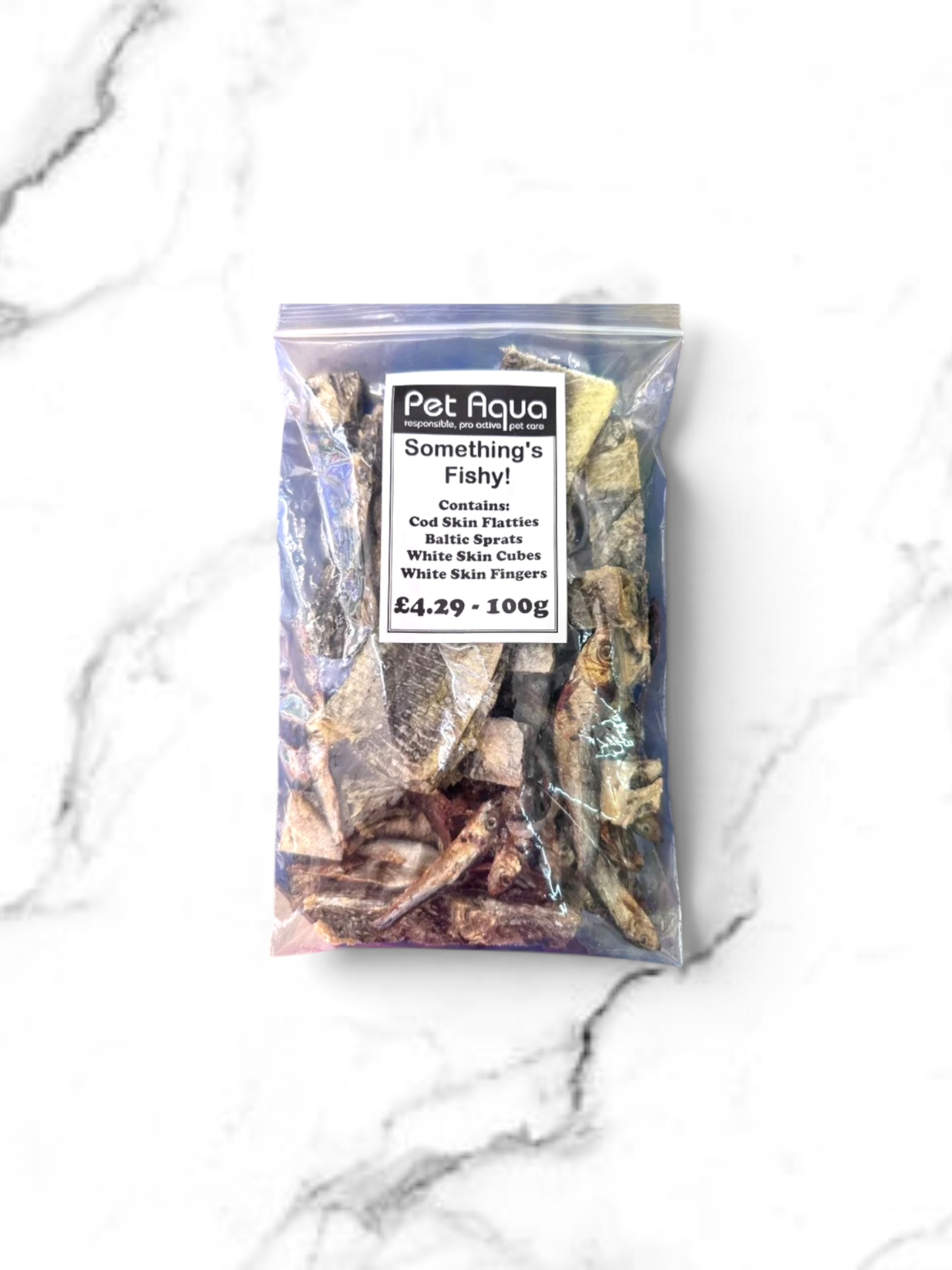 a bag of fish treats for dogs
