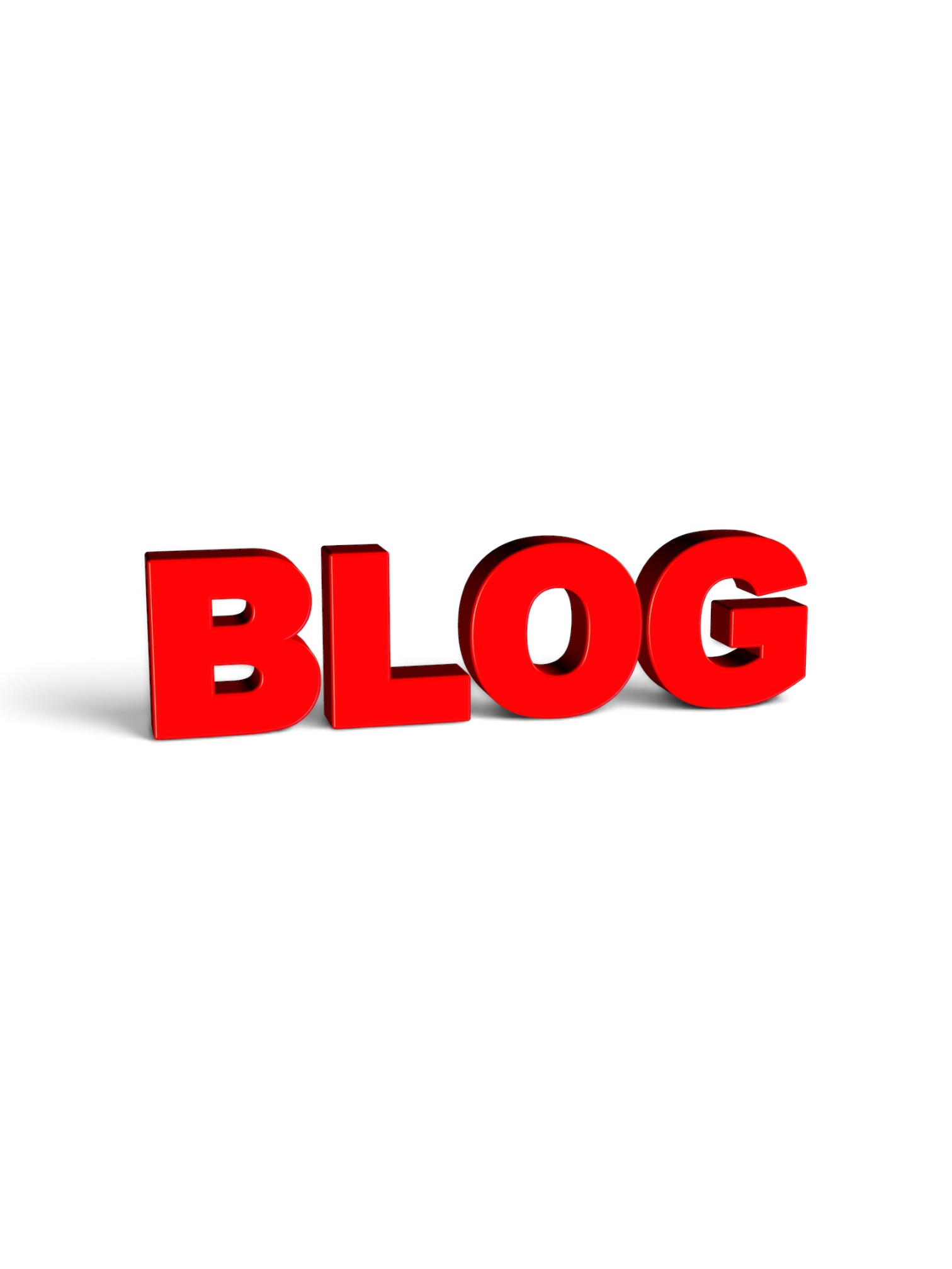 Red 3D letters spelling 'BLOG' on a white background.