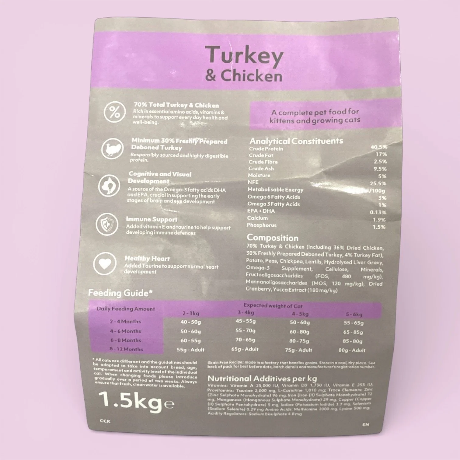 Kitten food with 70% meat grain free