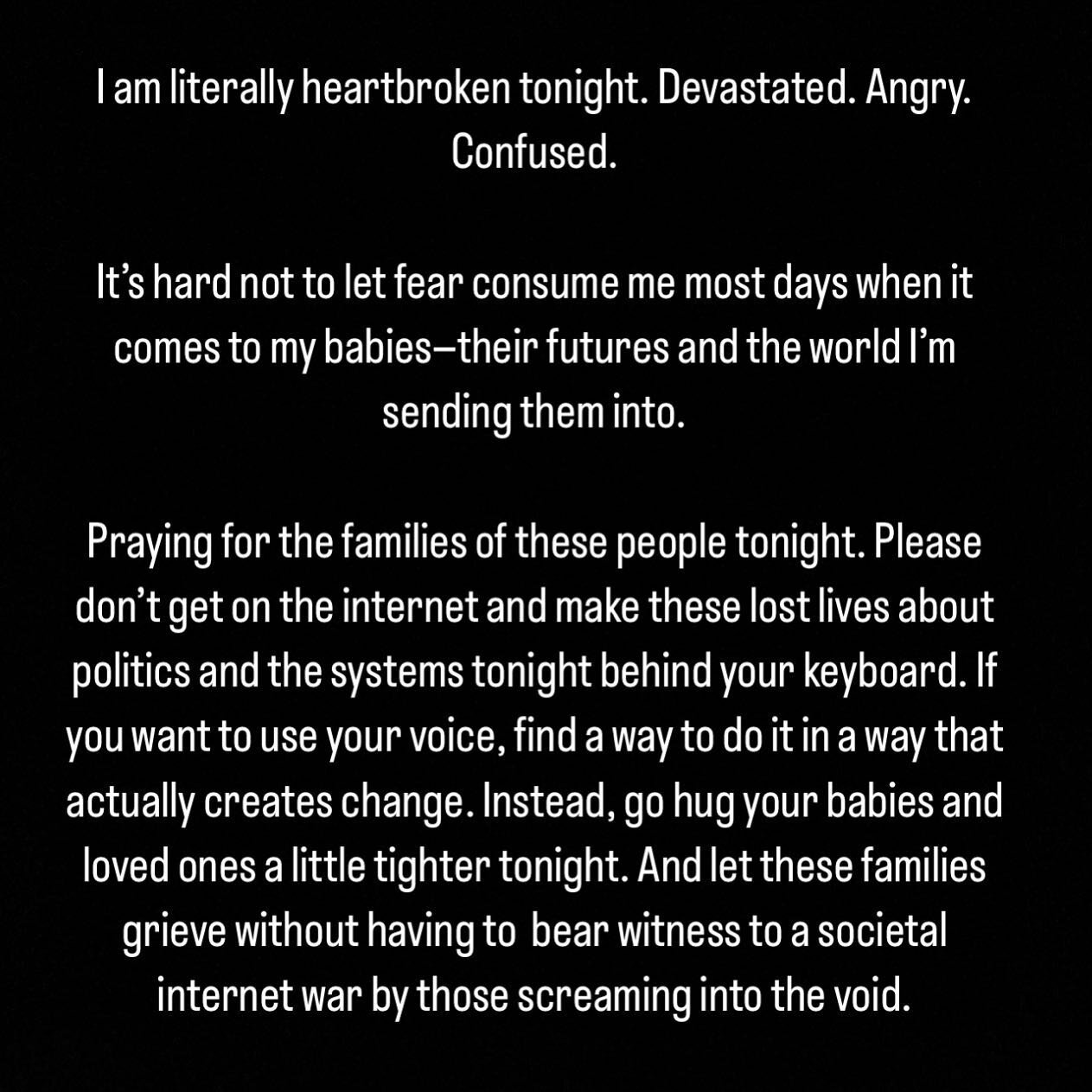 Nashville family&mdash;we are so sorry. We are here. We are mourning with you. We will find a way to carry you. God, be near. 🤍