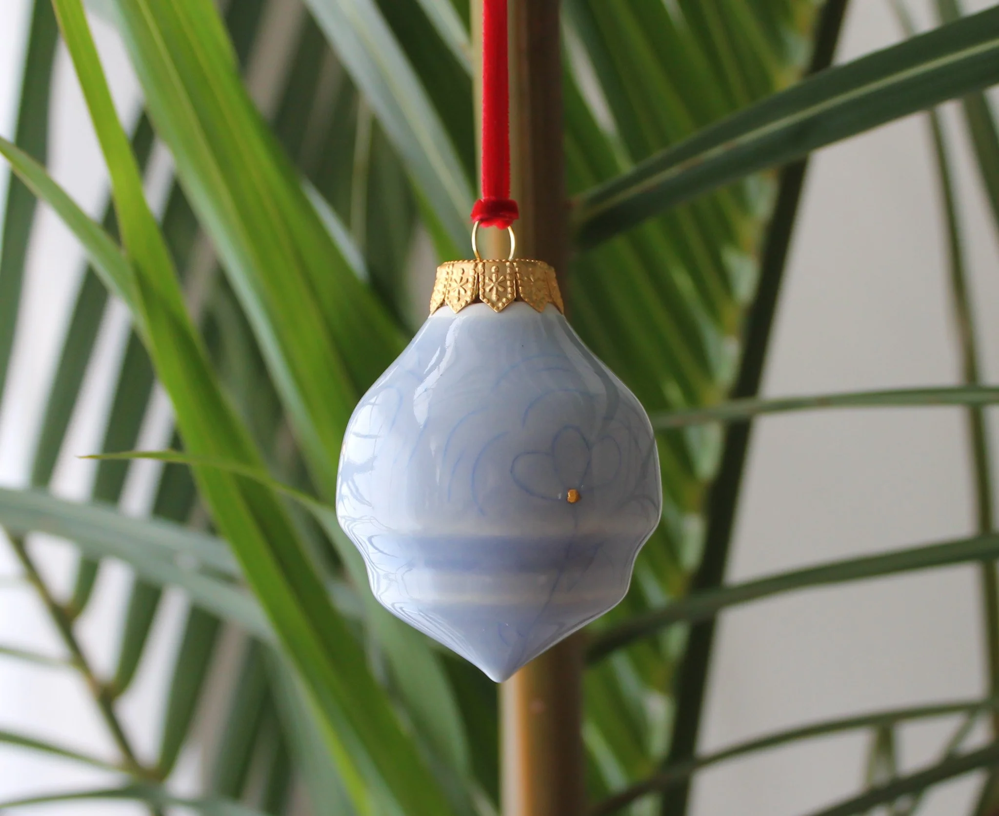 Floral Dark Blue Ornament