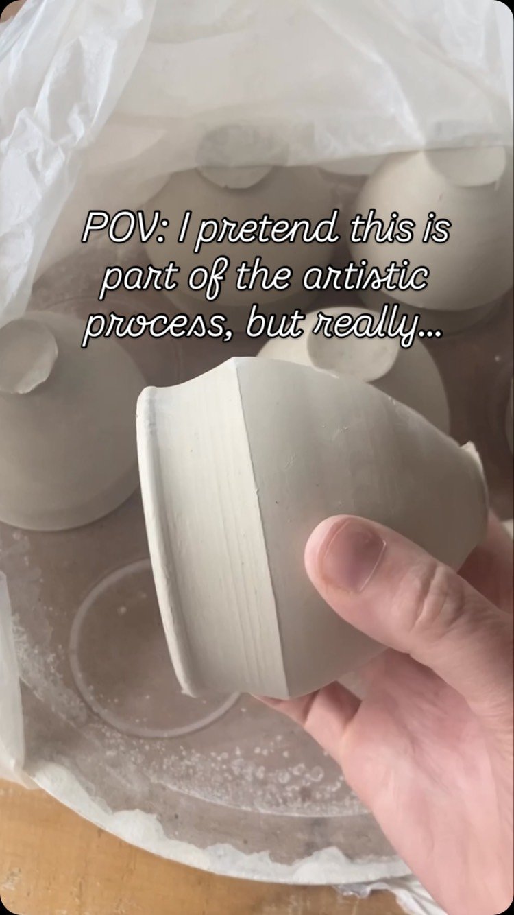 I call this technique procrastination hydration! A key part of the creative vision 😉
Happy Monday y’all, stick around for more great tips on how to keep your pots alive when life is happening!
#katylynnpottery #potteryhumor #studiolife #pit
