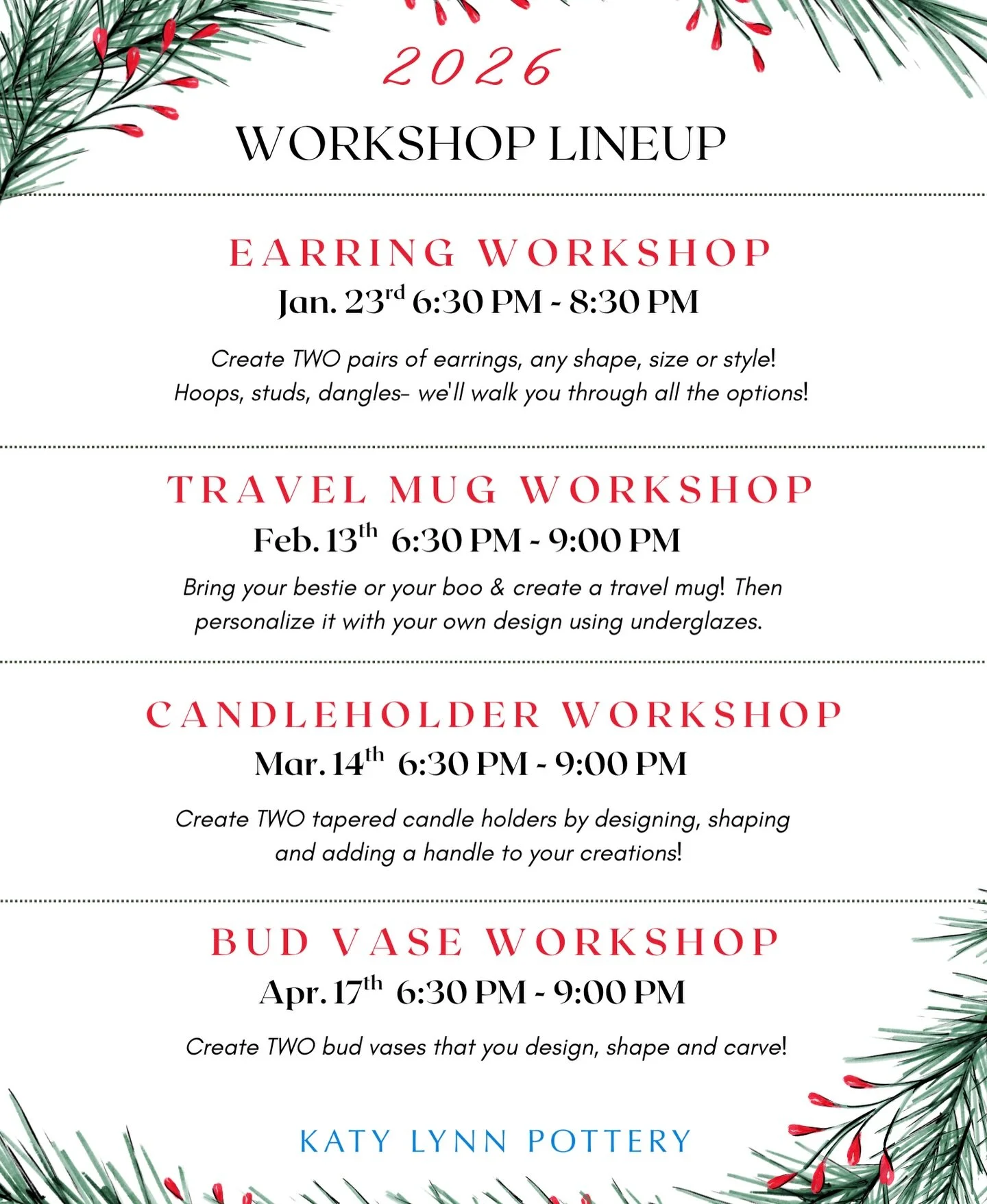 If you&rsquo;re scrambling for a last-minute gift, I&rsquo;ve got you!

This year, give something they&rsquo;ll remember. Workshops, creative nights, and hands-on experiences that feel personal and thoughtful, without adding more stuff to the shelf!
