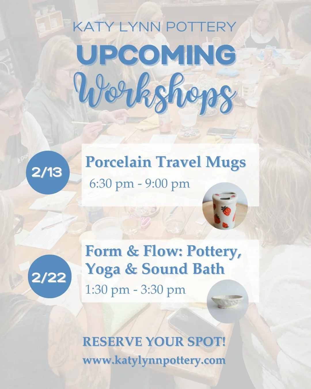 February at KLP Studios 💕

Swipe through for what&rsquo;s coming up this month! You&rsquo;ll have two chances to slow down, get creative, and enjoy a little hands-on making. 

☕Travel Mug Workshop: bring your bestie or your boo (or come solo!). We&r