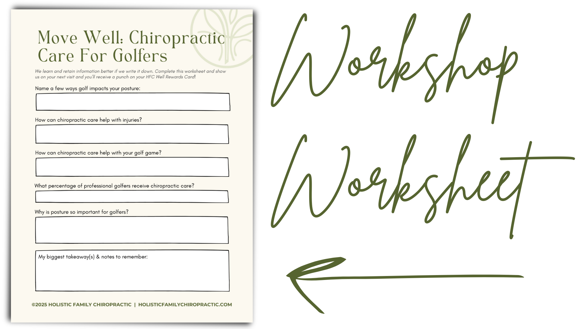 Move Well: Chiropractic Care For Golfers Workshop Worksheet