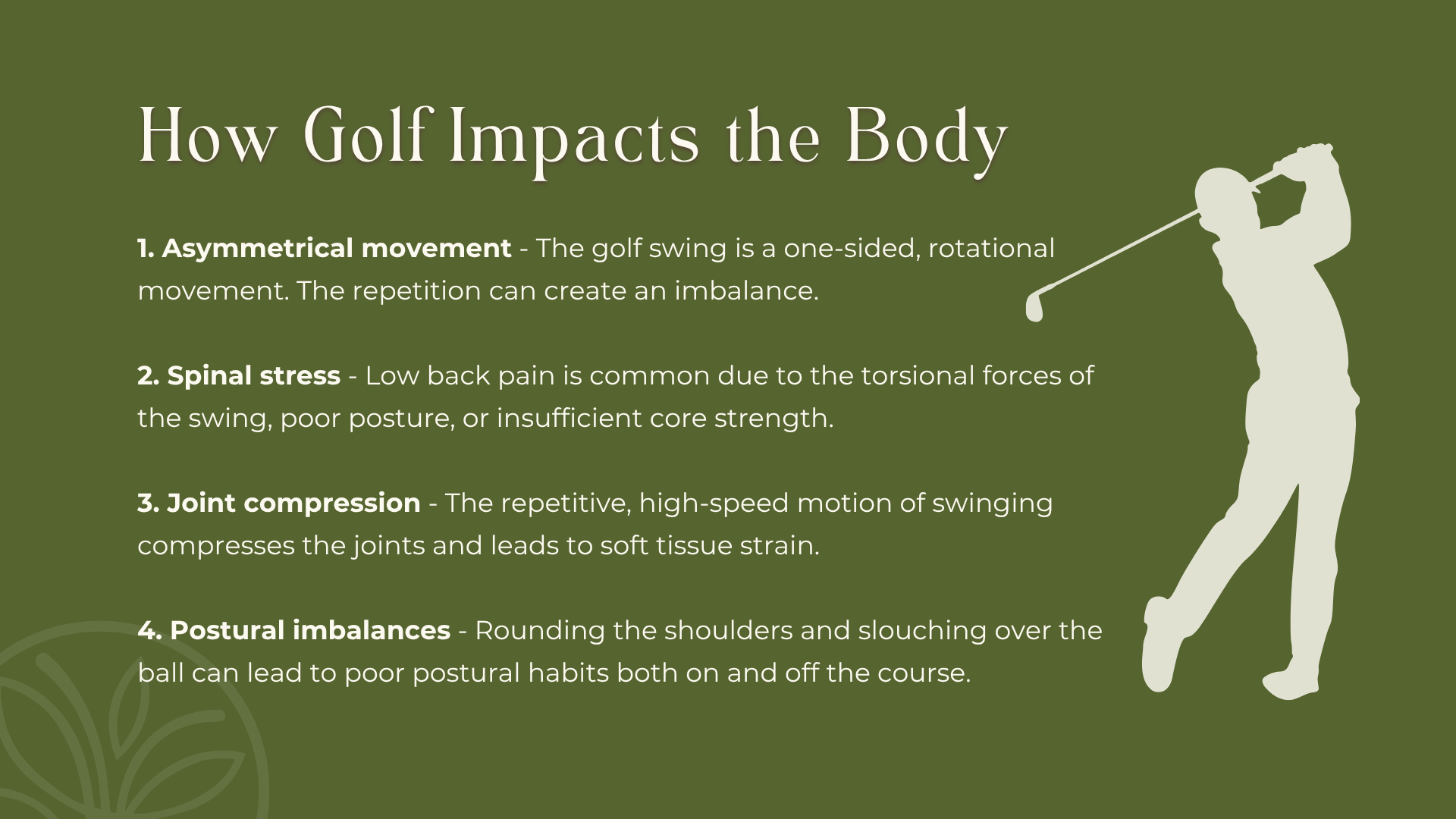 How golf impacts the body graphic