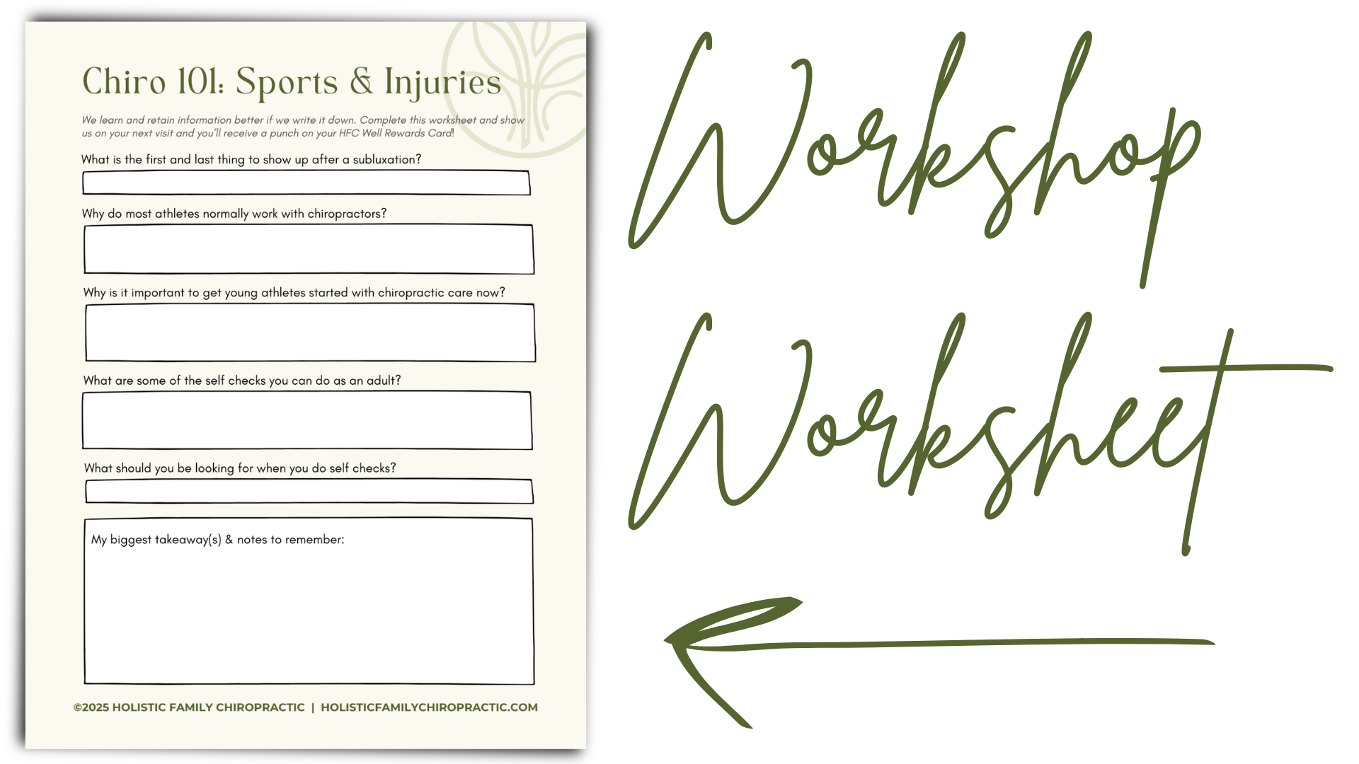 Chiro 101: Sports and Injuries Workshop Worksheet