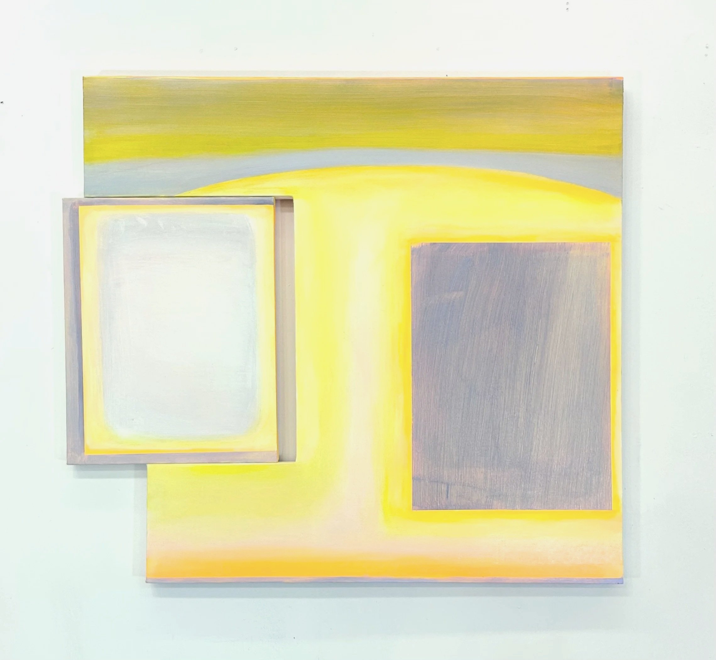 Twice Right. Acrylic and Oil on Shaped Canvas and Canvas Inset, 34 x 37.5 inches