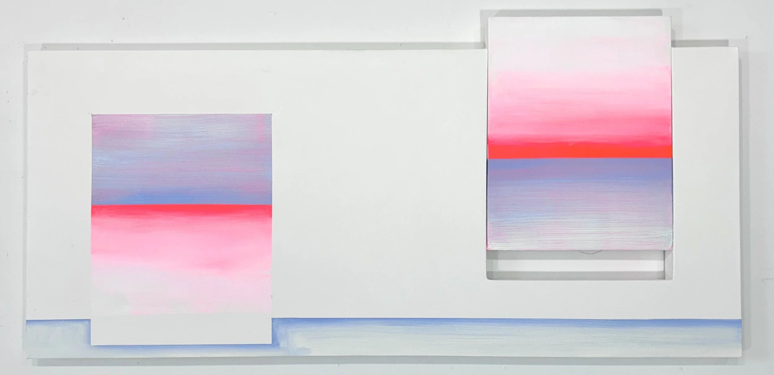I Only Value What Is Impossible,  Acrylic and Oil on shaped canvas and Canvas Inset, 24 x 55 inches