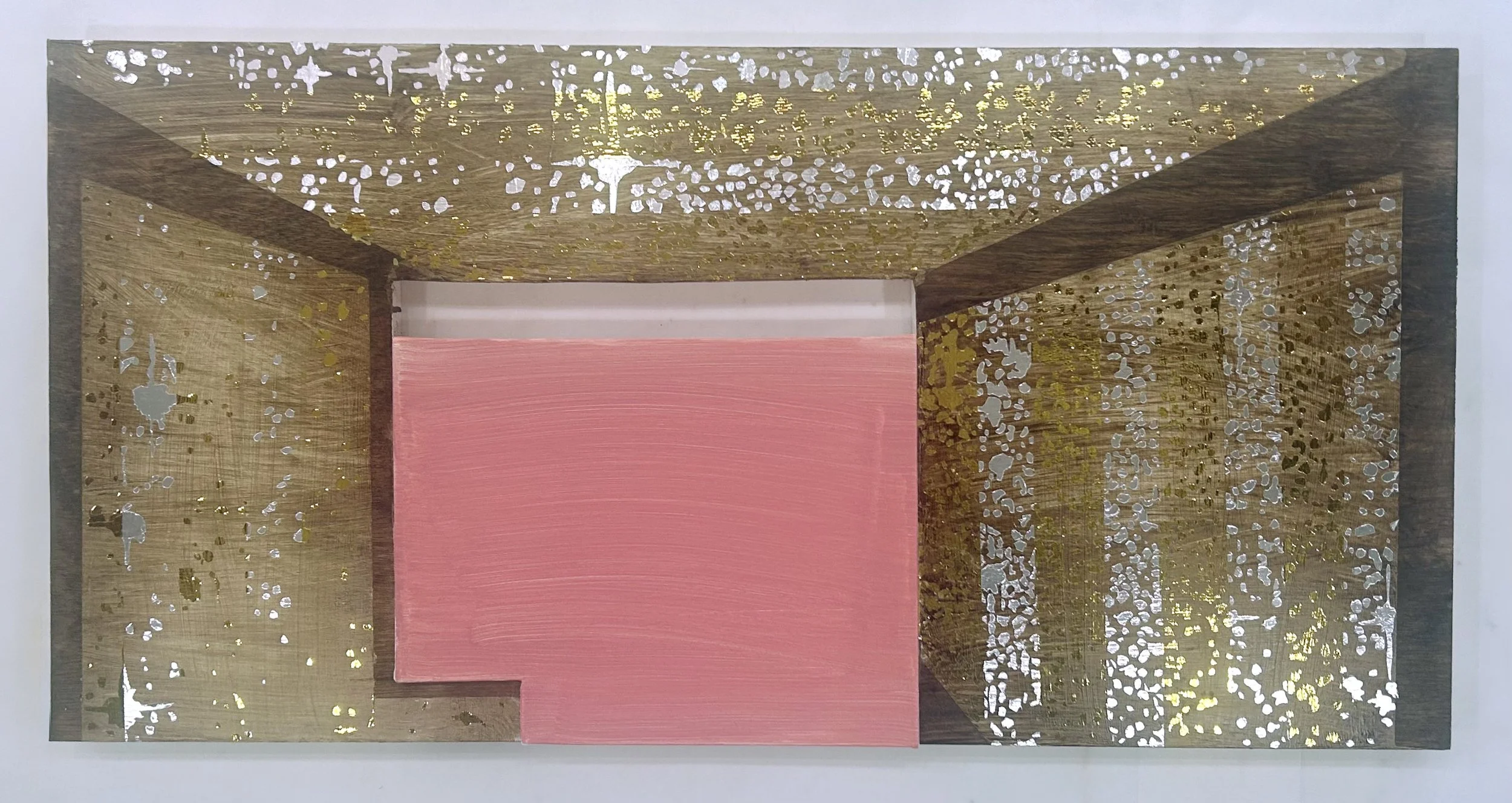 Inheritance, Tape, wood.stain on board, oil on canvas, 42 x 24 inches 