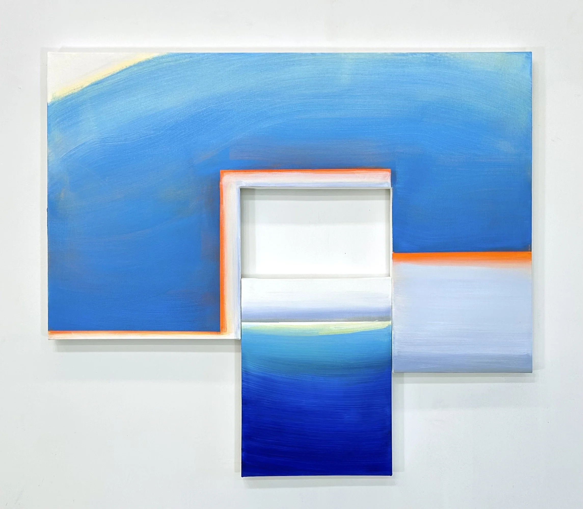 Short Circuit. Acrylic on Shaped Canvas and Canvas Inset, 39 x 44 inches