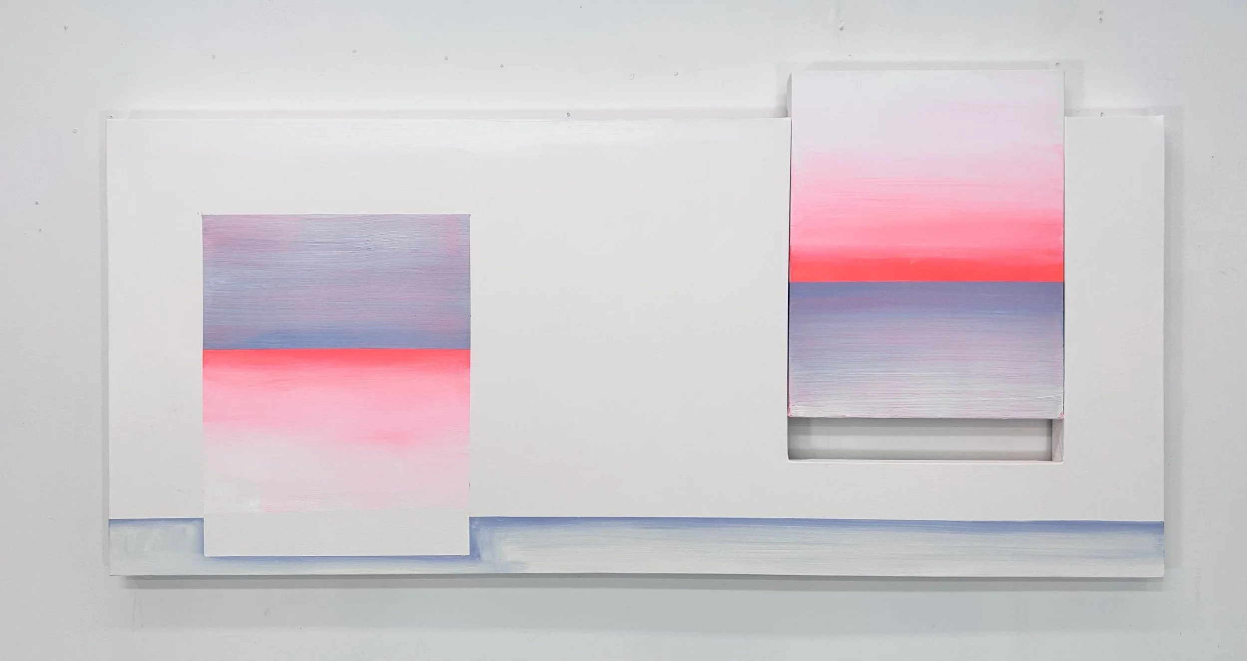 Deck Dock. Acrylic and Oil on shaped canvas and Canvas Inset, 24 x 55 inches