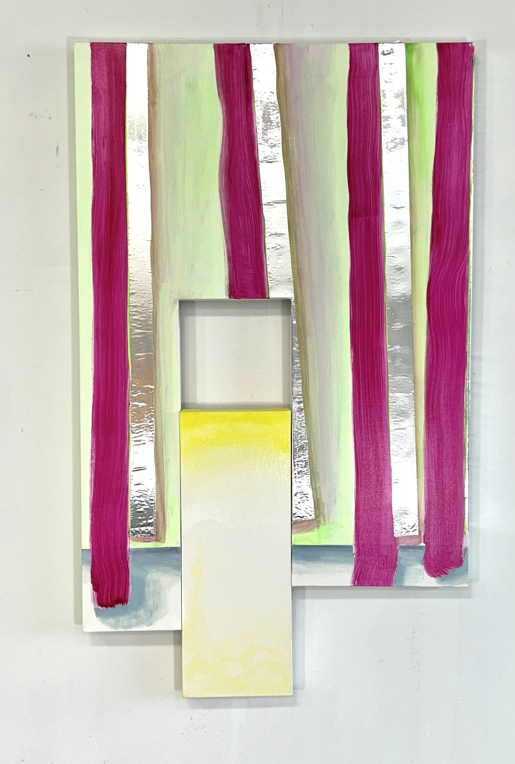 Light House, Acrylic, Tape and Oil on Two Canvases,  42 x 28 inches