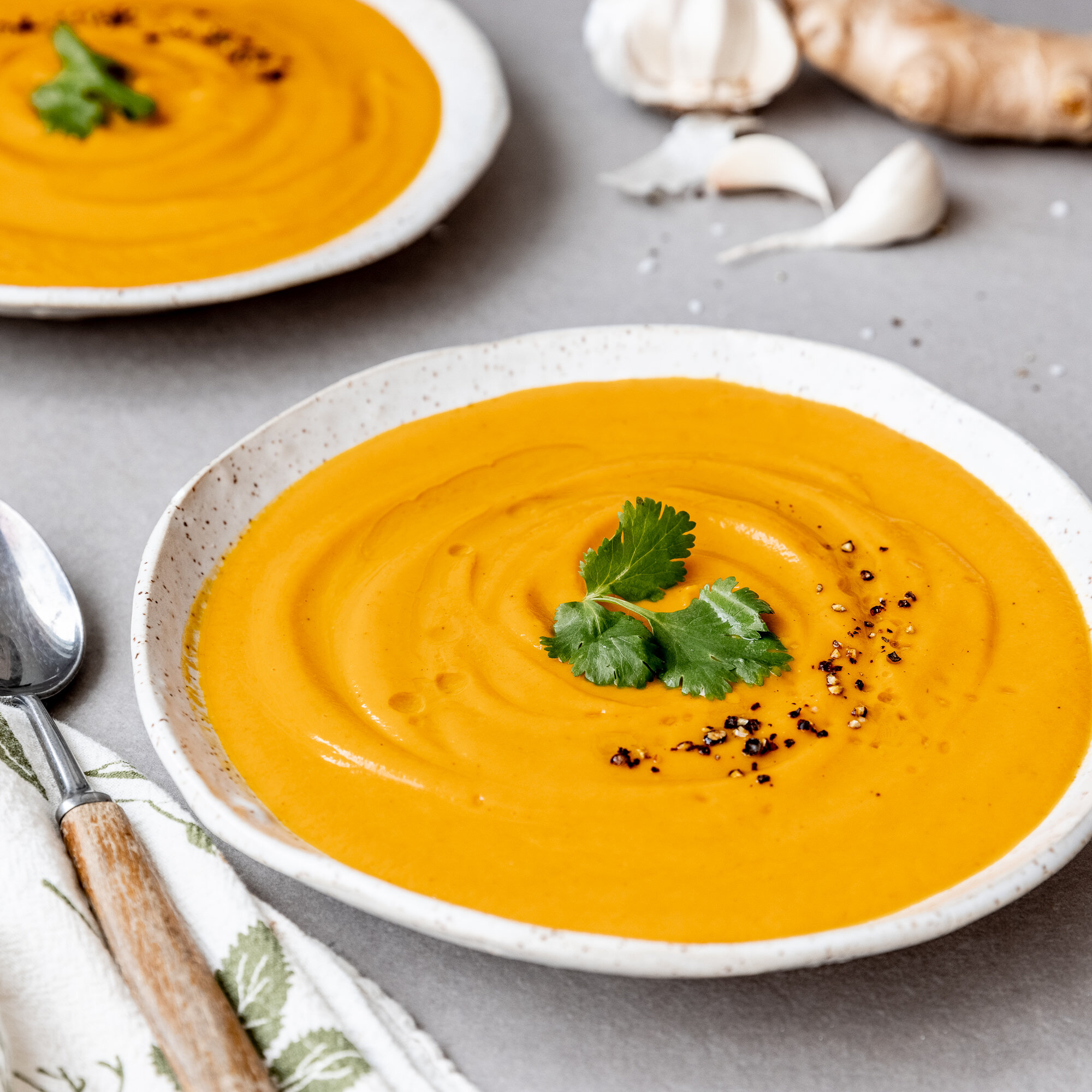 Roasted Carrot, Squash, Garlic & Ginger Soup with Coconut Milk | GF | DF | VG