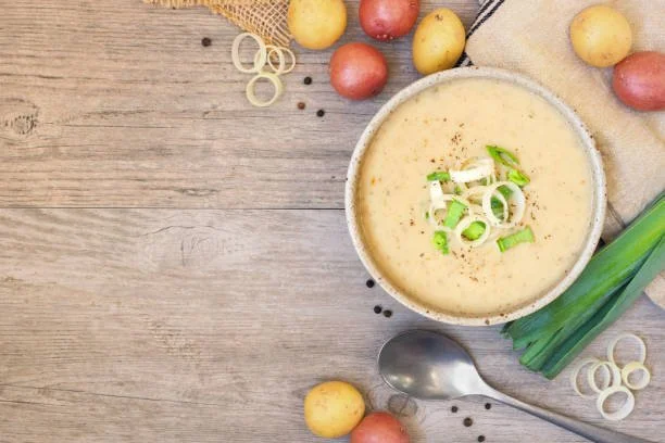 Roasted Potato, Garlic + Leek Soup  GF | V