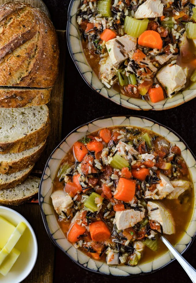 Chicken, Mushroom, Veggie + Wild Rice Soup | GF | DF | V