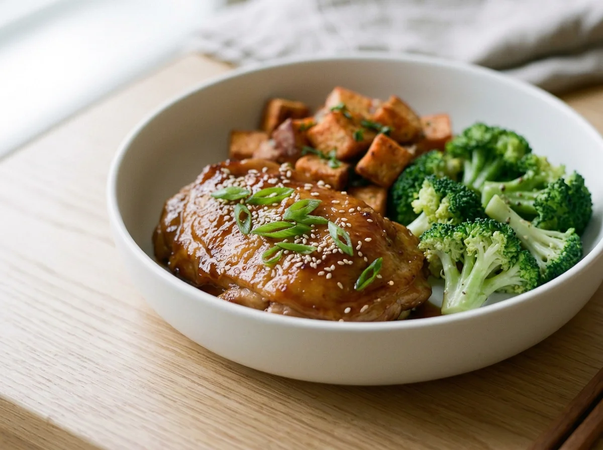 Gluten Free Teriyaki Honey Chicken OR Tofu Miso Yams +Broccoli Bake | V | DF