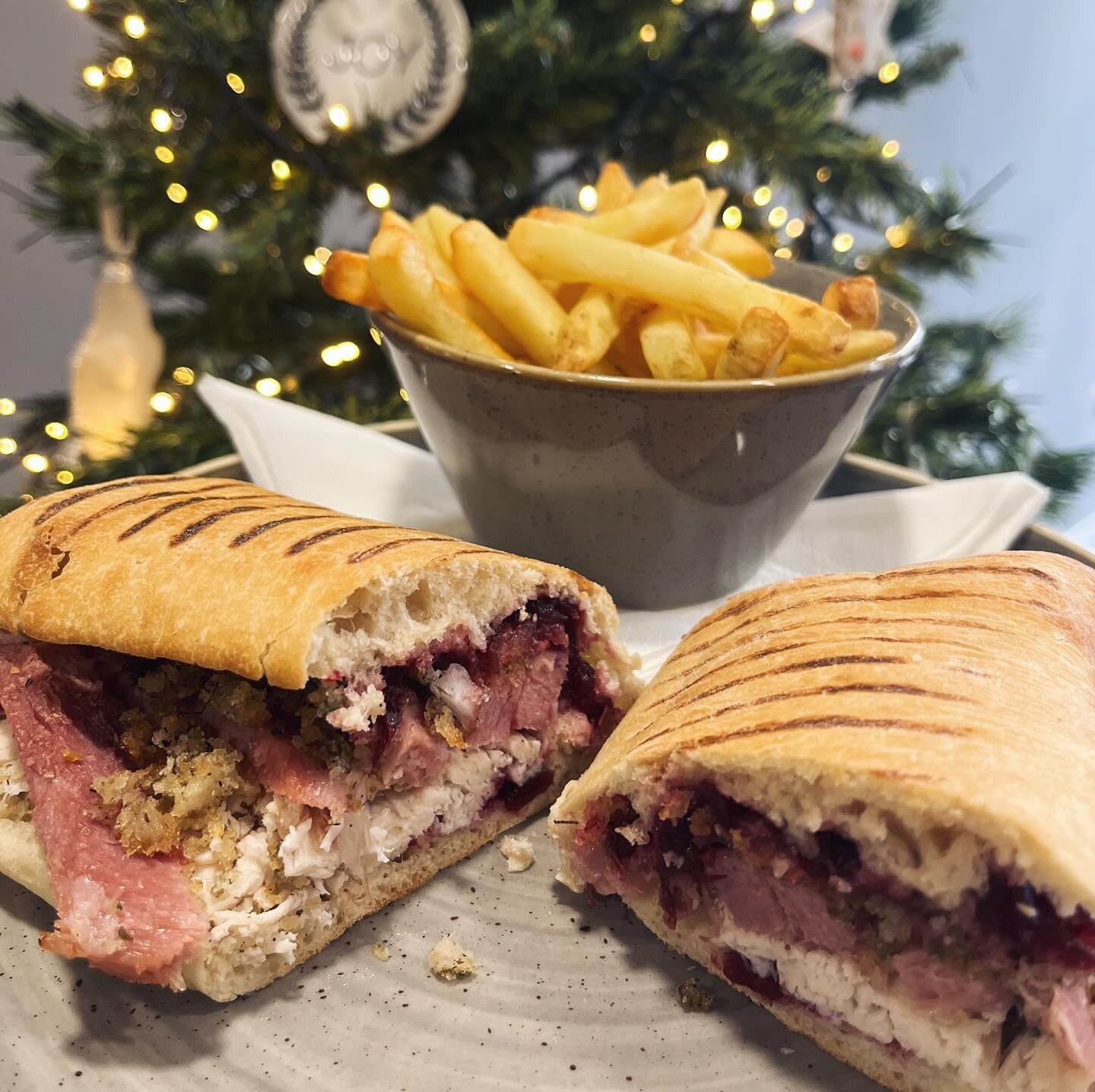 ✨🎄 Planning a little Christmas lunch with a friend? We&rsquo;ve got the perfect meal for you! Here&rsquo;s our Festive panini packed with freshly cooked local turkey &amp; ham right here in the cafe! ✨🎄