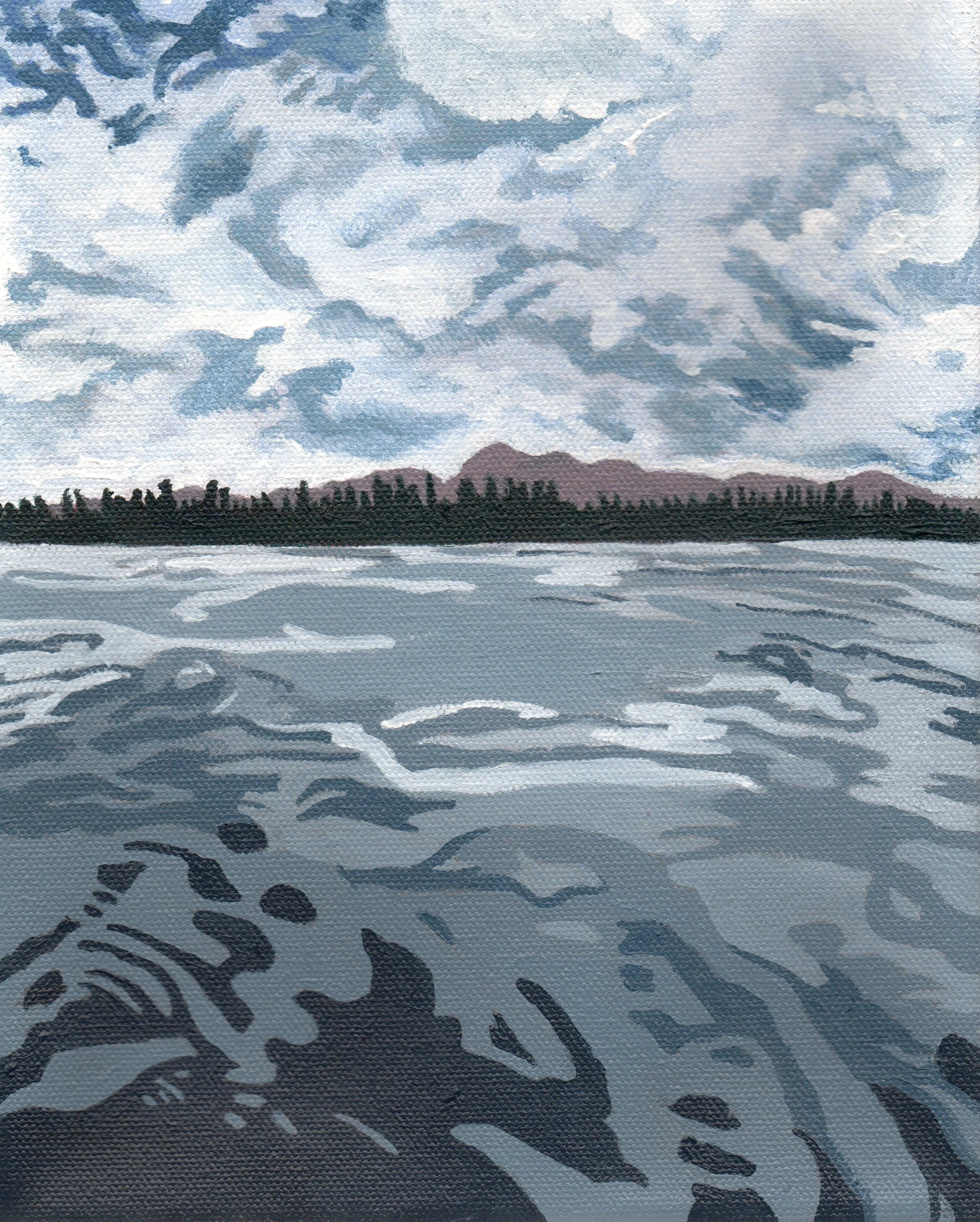 An Acrylic Painting of Lake Cascade