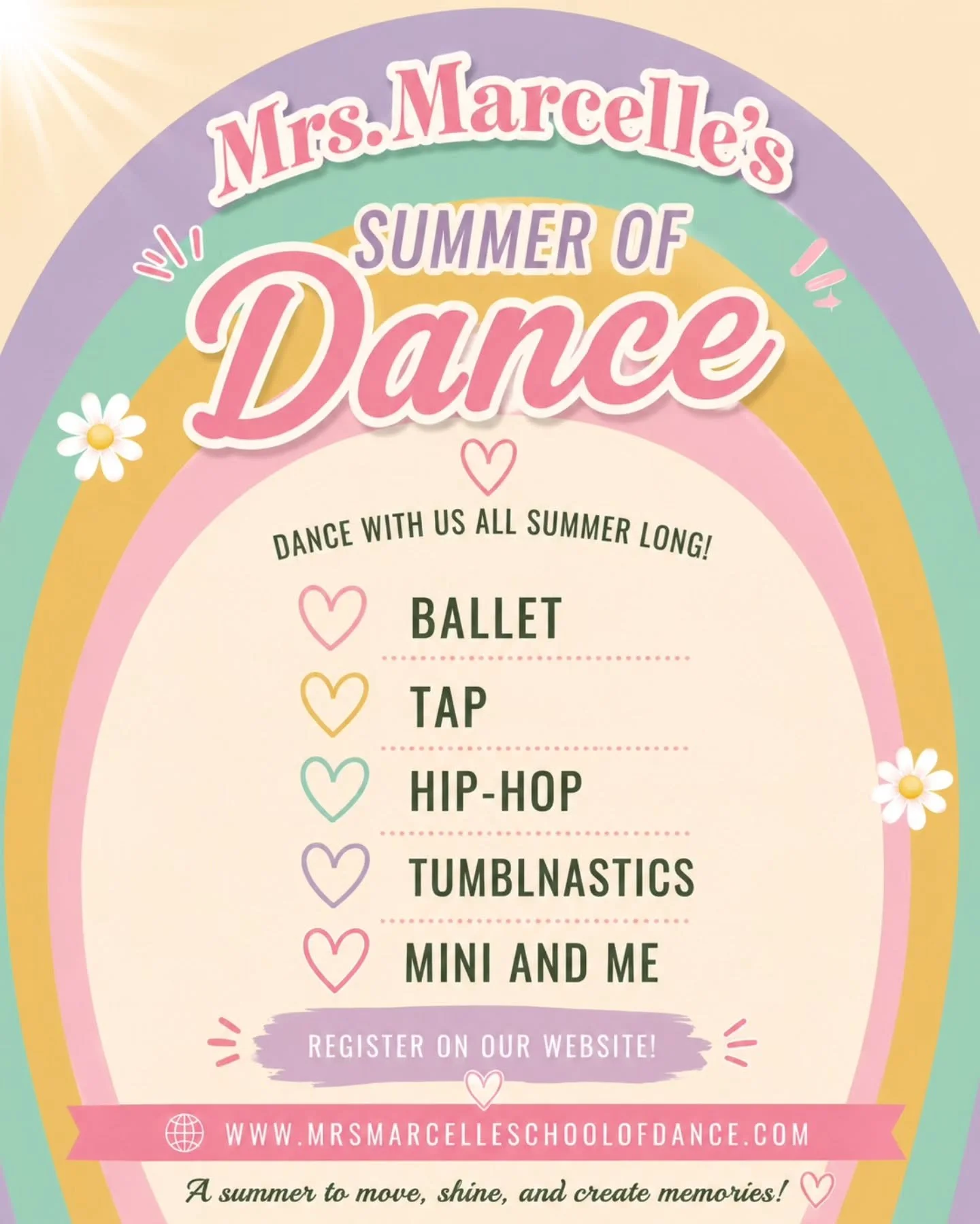 ☀️ ☀️ ☀️ Registration is now open for our Summer Dance Classes! 

We&rsquo;ll also be hosting some fun Kids Night Out events this summer! ✨

We can&rsquo;t wait to spend the summer with you! 🫶