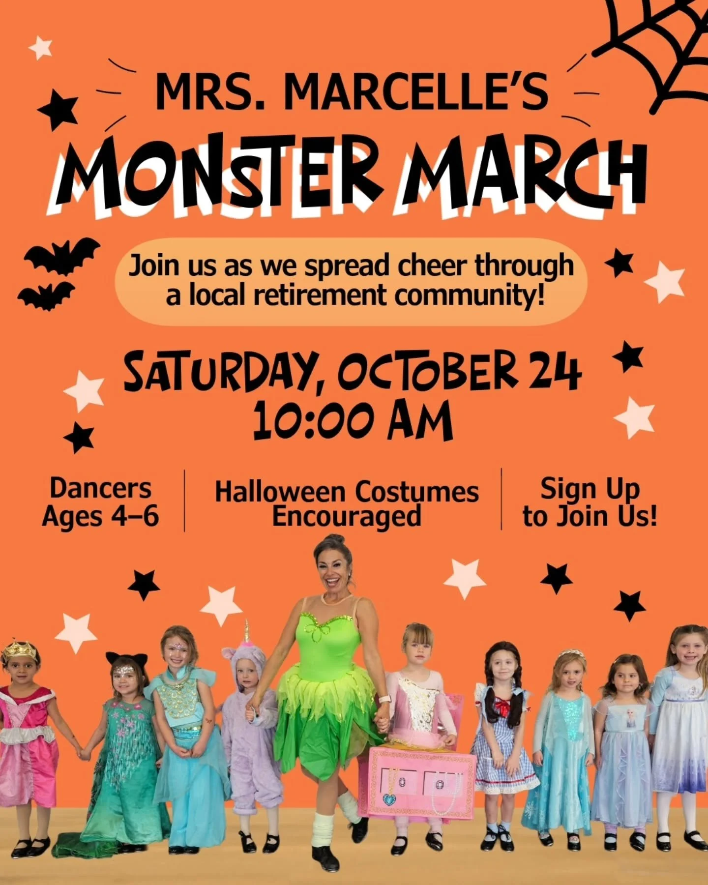 👻 BoOoOollarinas!!! This one is for you! 🎃

Dancers ages 4&ndash;6 are invited to join us for a morning of Halloween costumes, festive dances, and spreading smiles as we parade through the halls of Mill View Memory Care! 🧡

✨ Details and Sign Up o