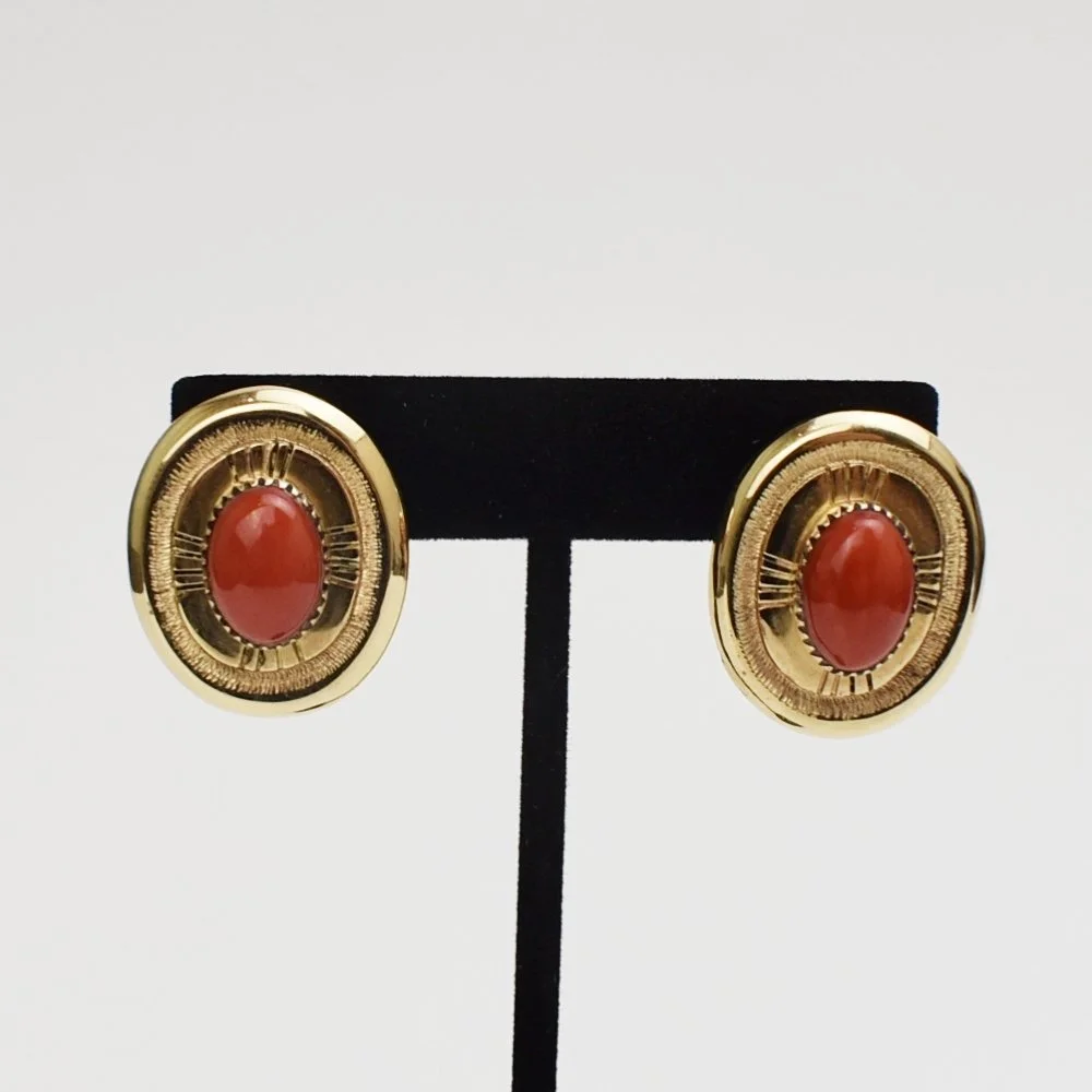Julian Lovato (Santo Domingo) 14k Gold and Coral Earrings
