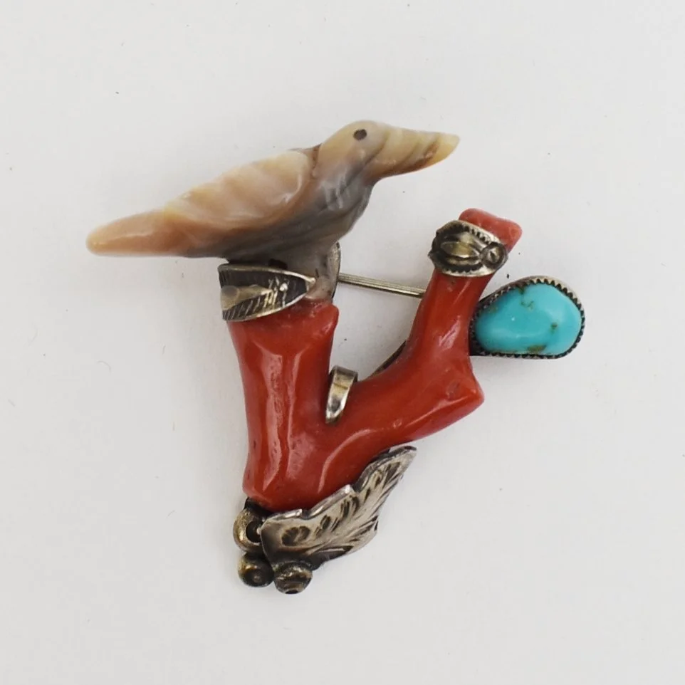 Leekya Deyuse (Zuni) Bird Pin, c. 1950