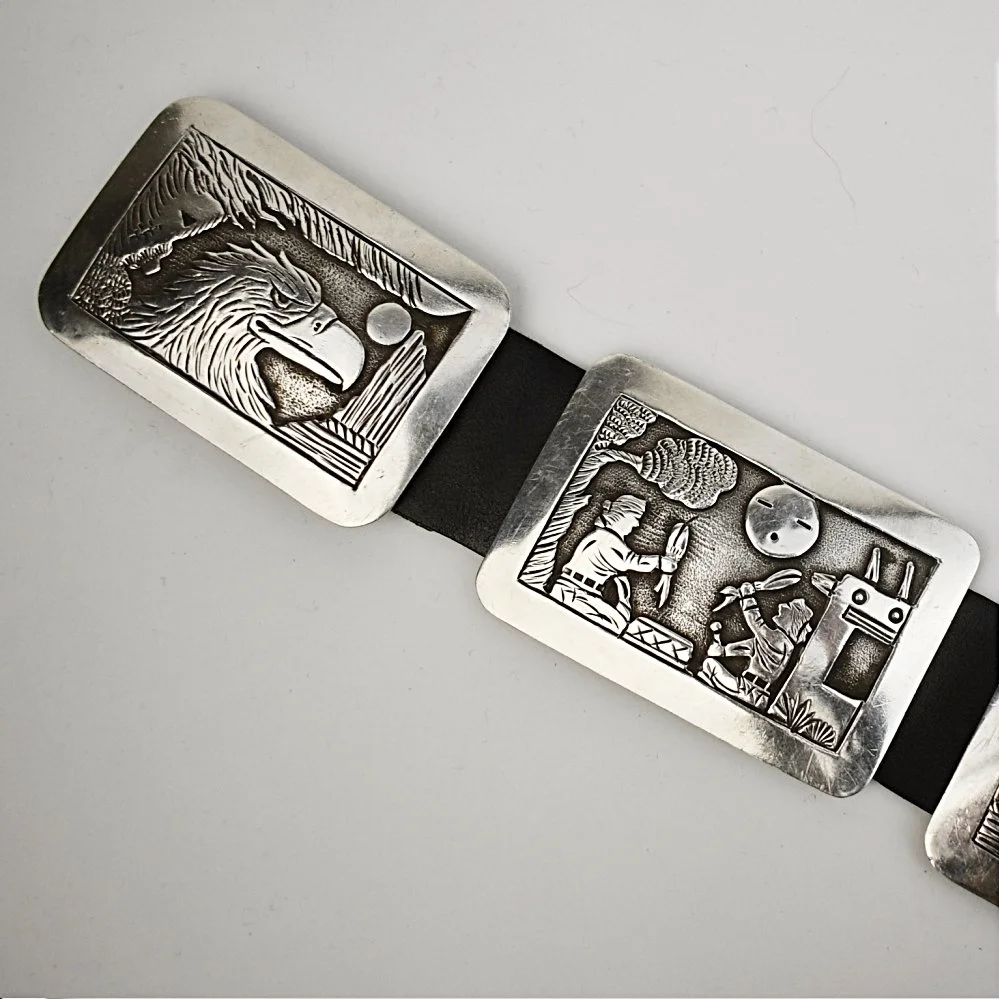 Lloyd Becenti (Navajo) Silver Storyteller Concho Belt  display picture 3