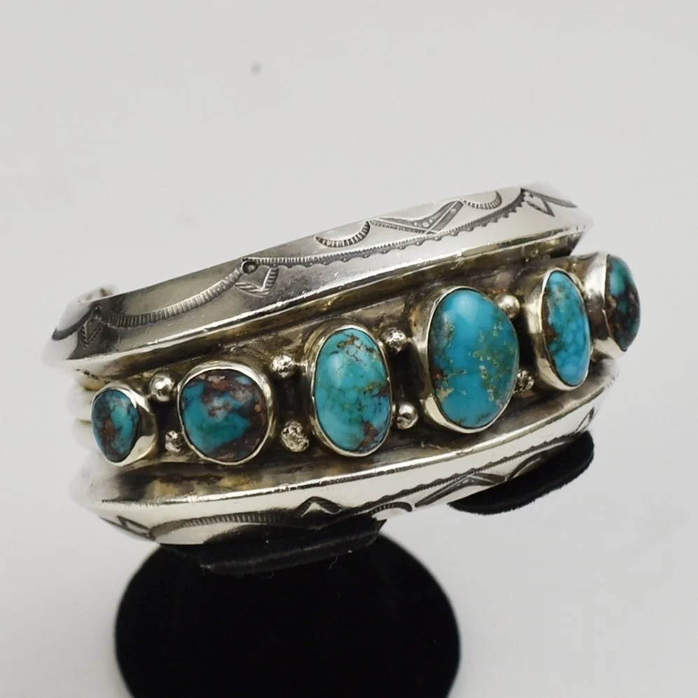 Mark Chee (Navajo) Silver and Turquoise Bracelet, c. 1950