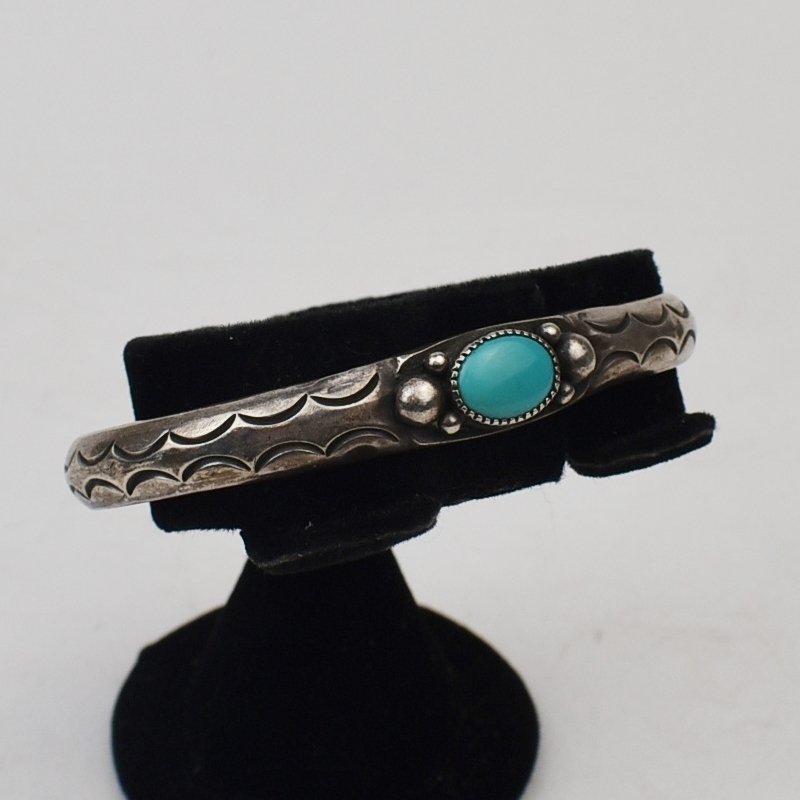 Navajo Silver and Turquoise Bangle Bracelet, c. 1920s — Turkey