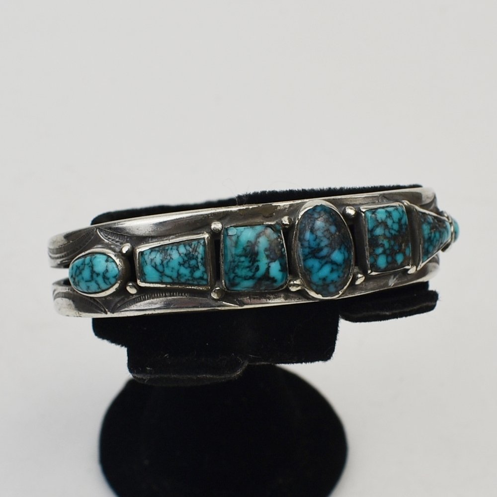 Navajo Silver and Lone Mountain Turquoise Bracelet, Attributed to